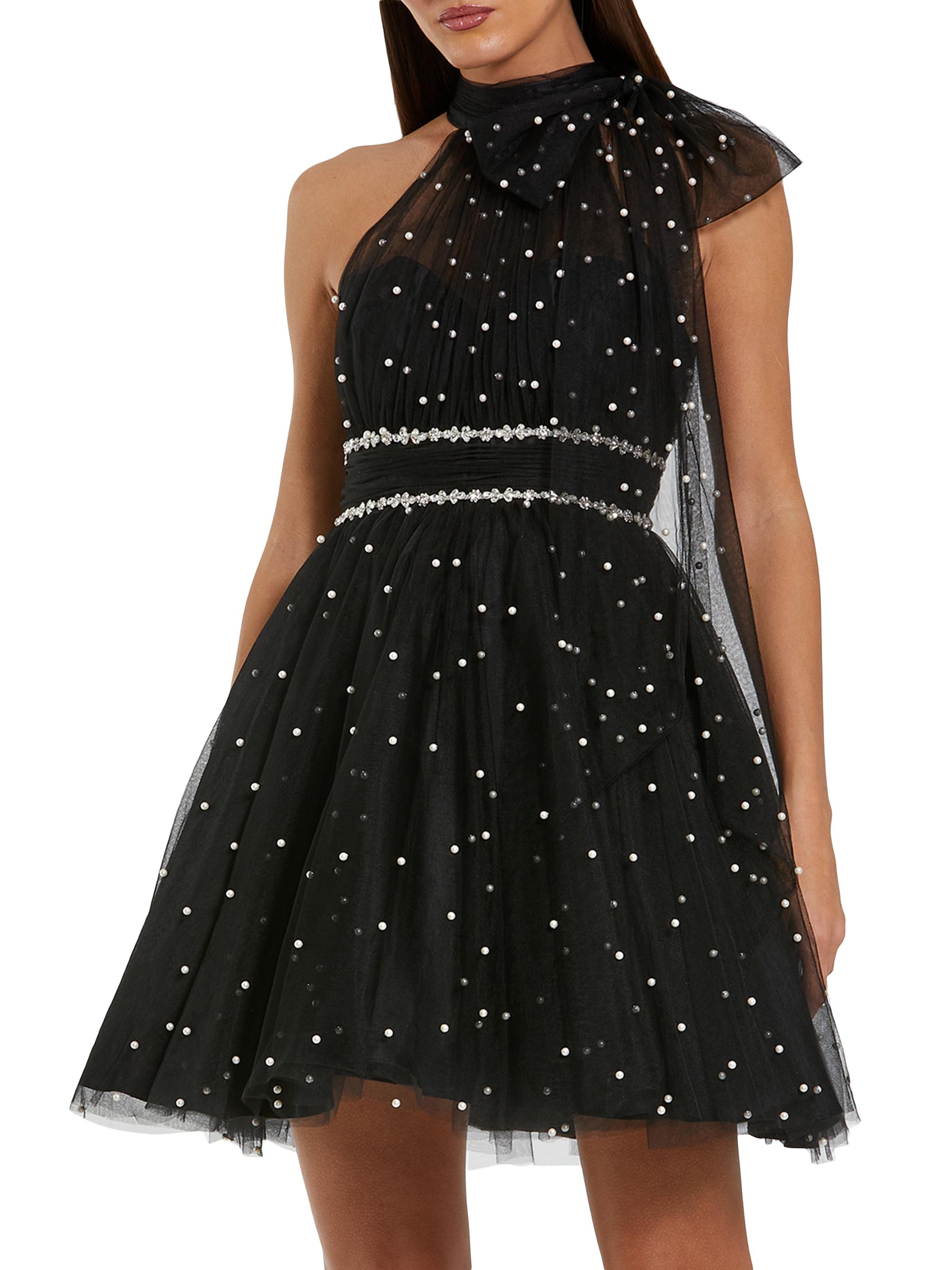 Mac Duggal Women's Embellished Tulle Mini Cocktail Dress - Black