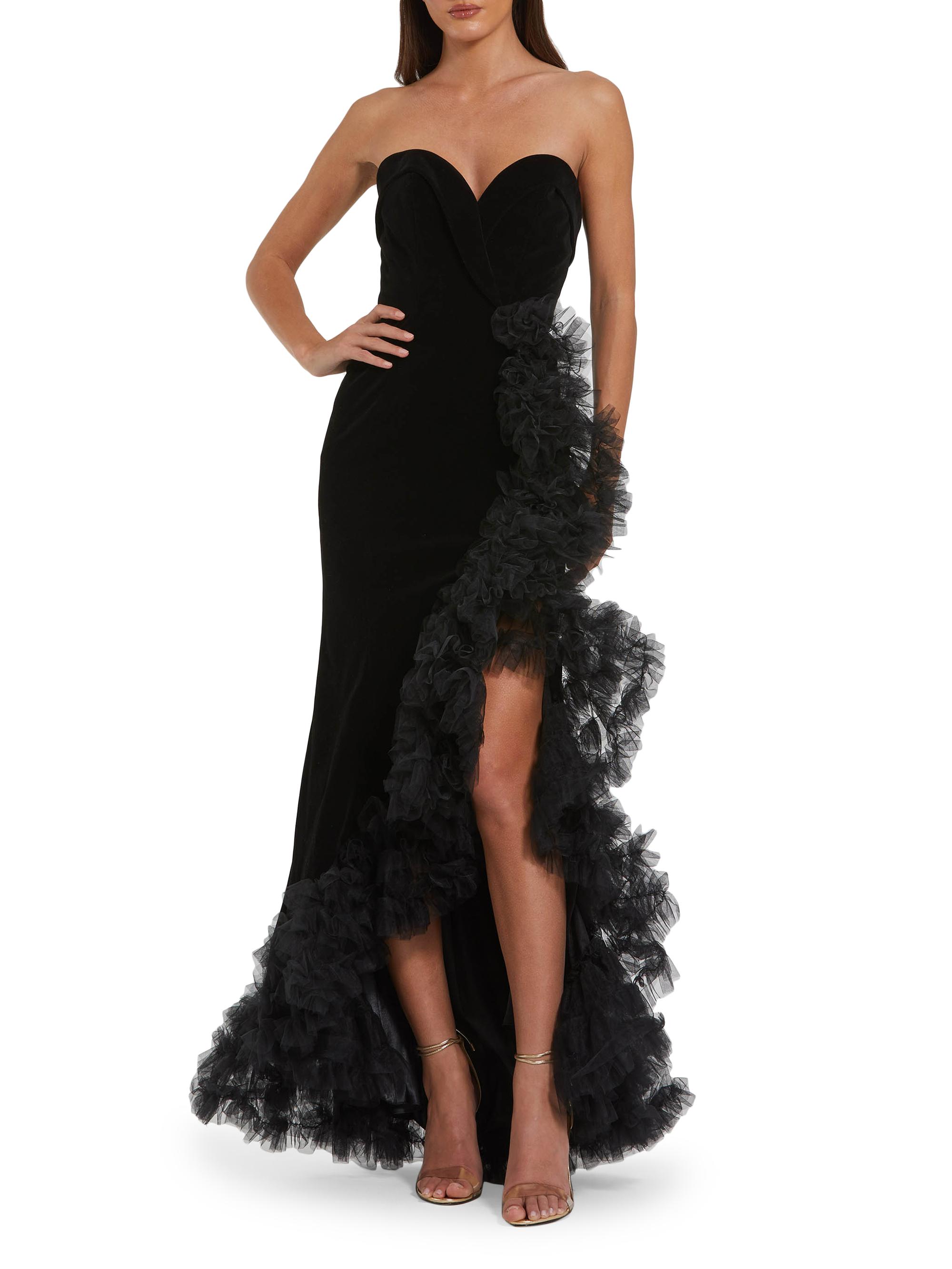 Mac Duggal Tulle Strapless Bustier Ruffled Gown | Saks Fifth Avenue