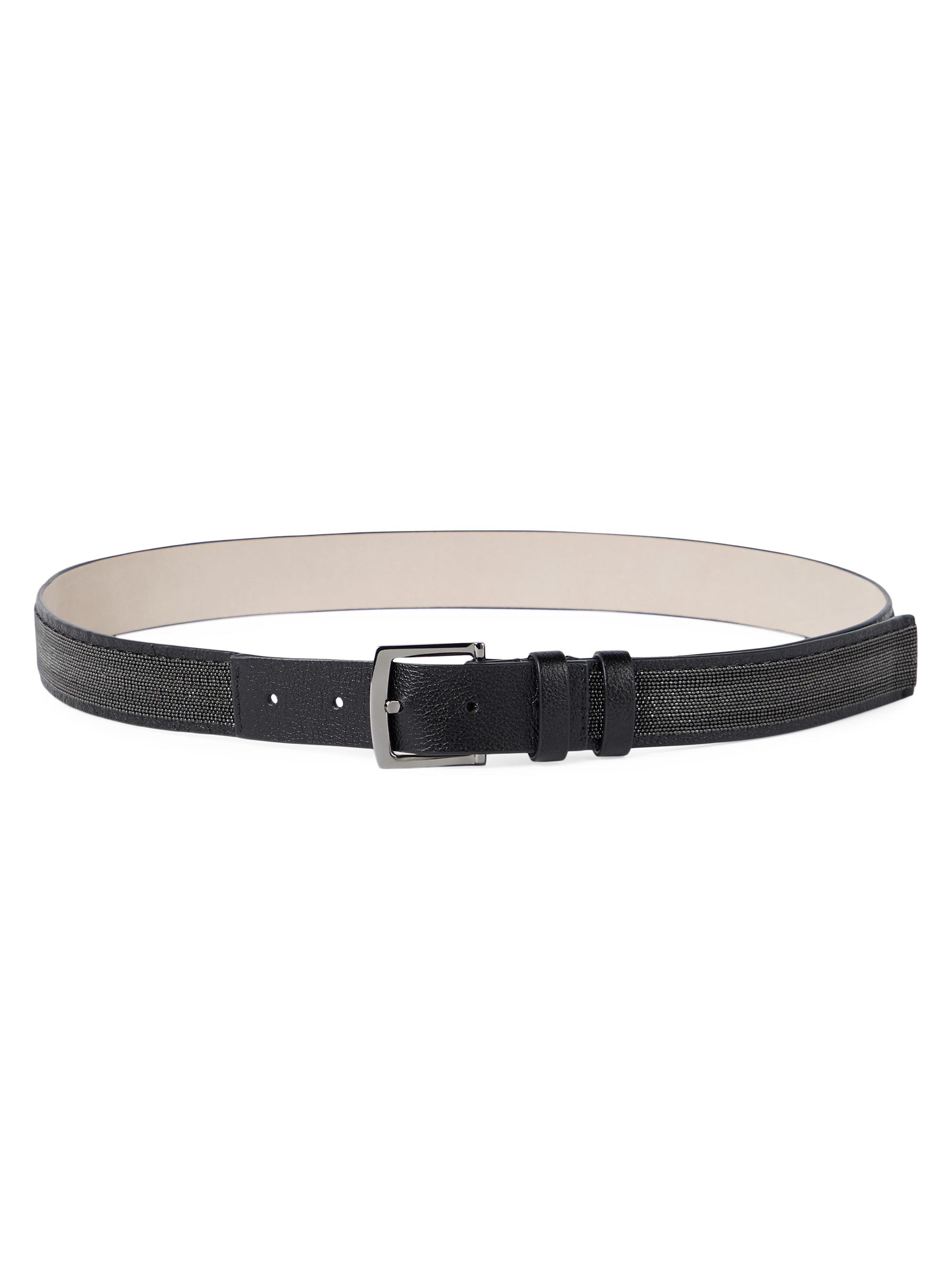 Brunello Cucinelli Women's Precious Belt in Grained Leather - Black