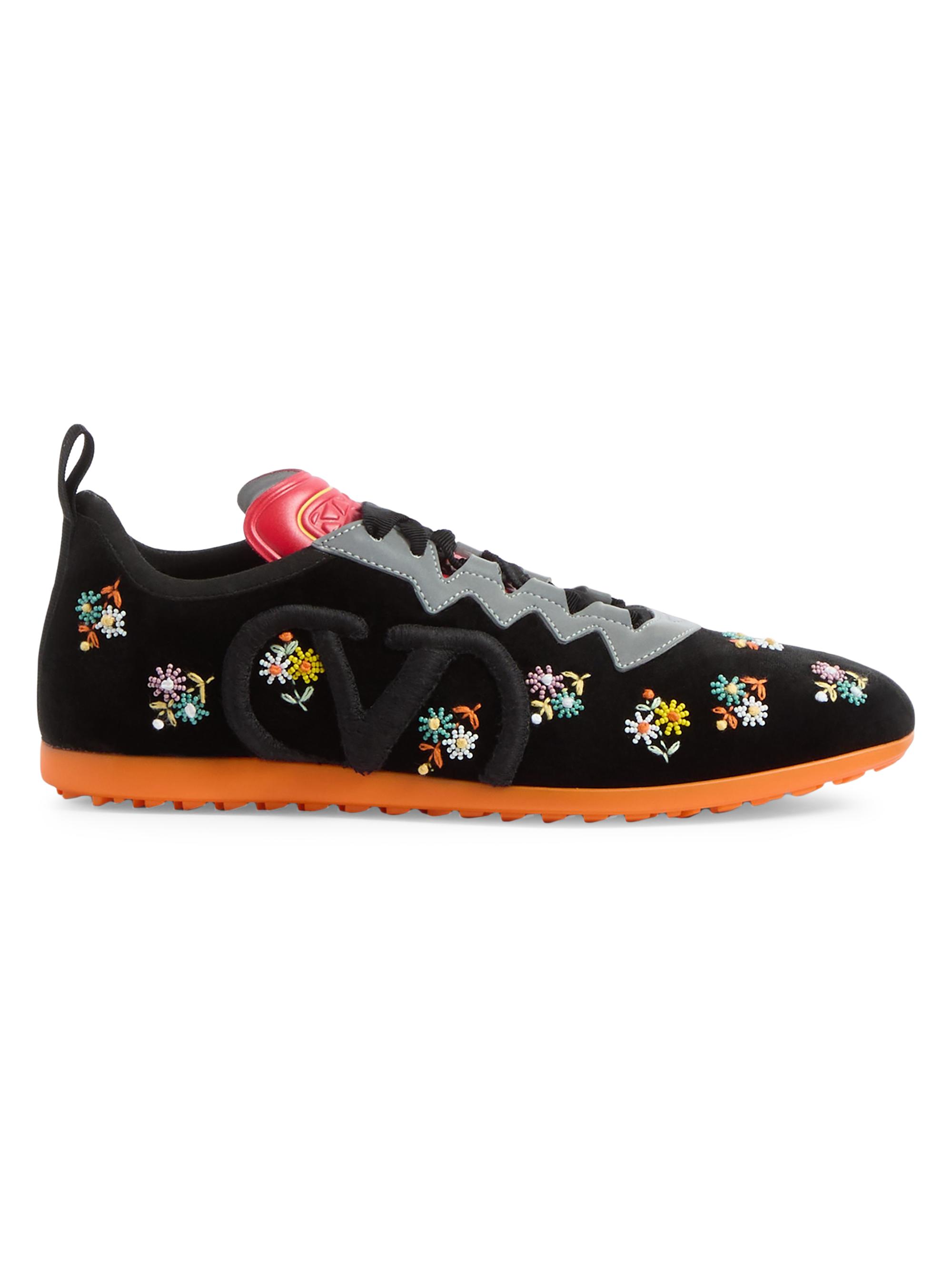 Valentino Garavani Chromathon Velvet Sneakers with Floral