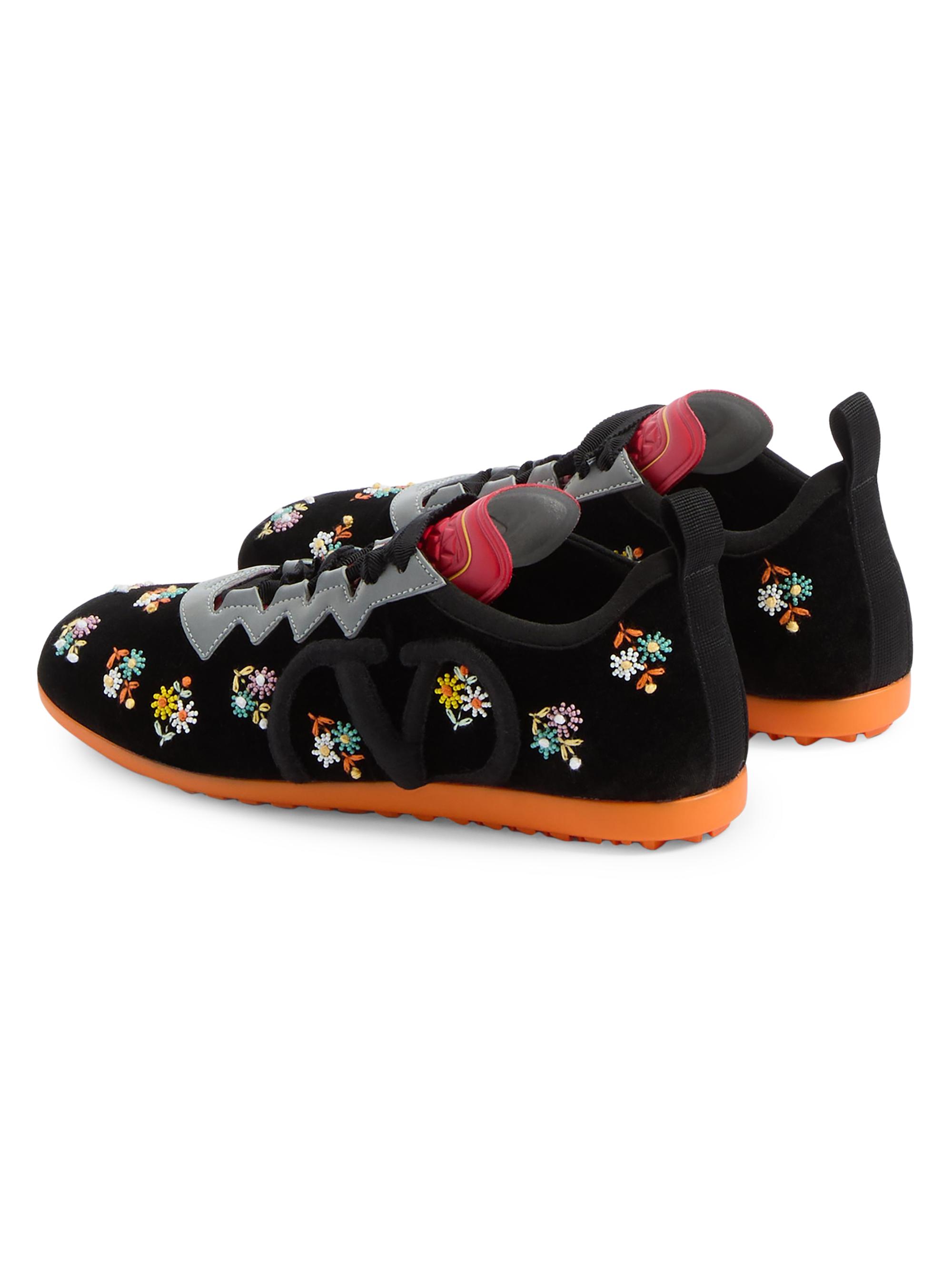 Valentino Garavani Chromathon Velvet Sneakers with Floral