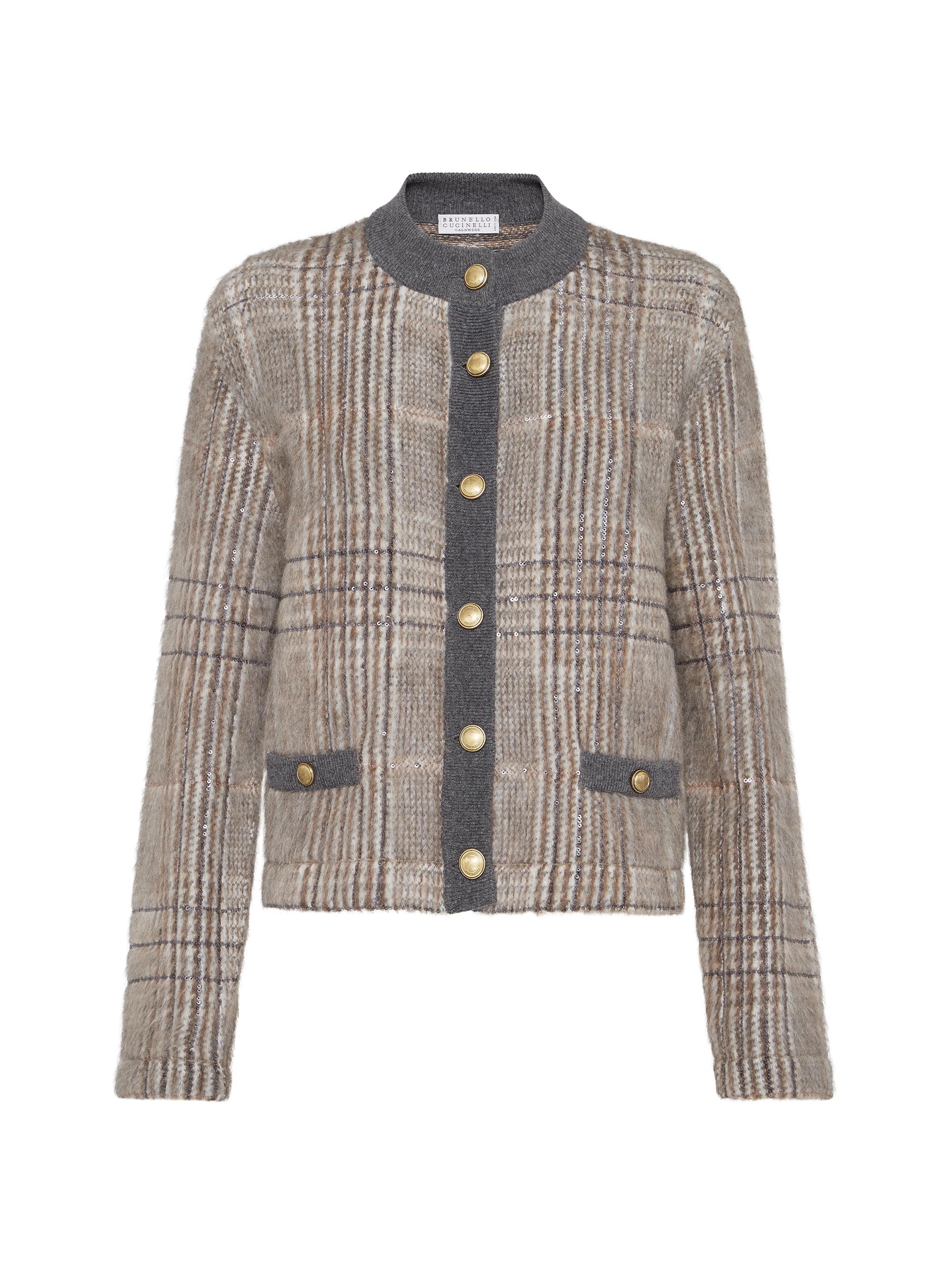 Brunello Cucinelli Women's Mohair Virgin Wool and Cashmere Jacquard Cardigan - Anthracite