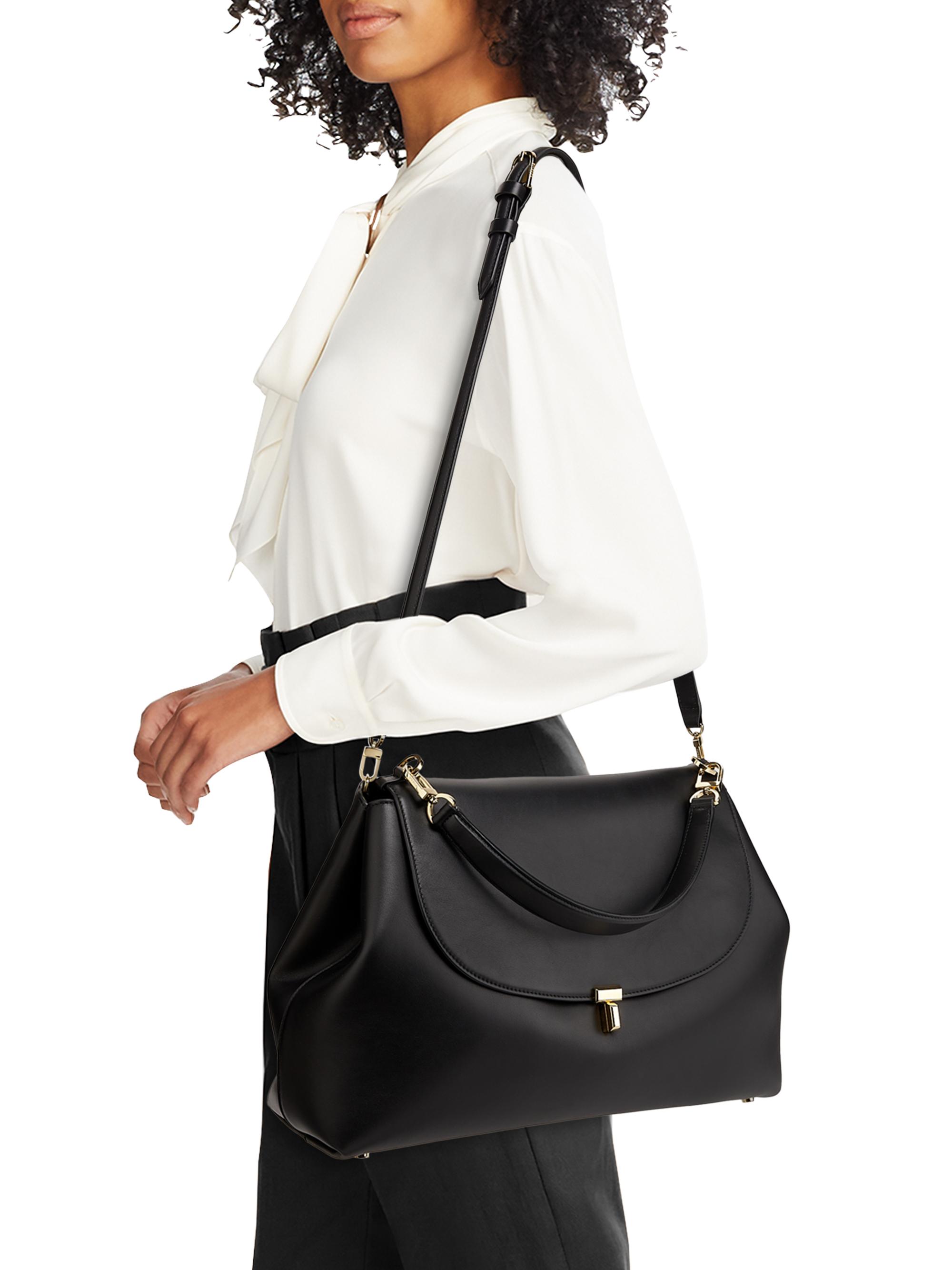 tok様 Toteme T-Lock Woven-Leather Top Handle Bag | Saks Fifth Avenue