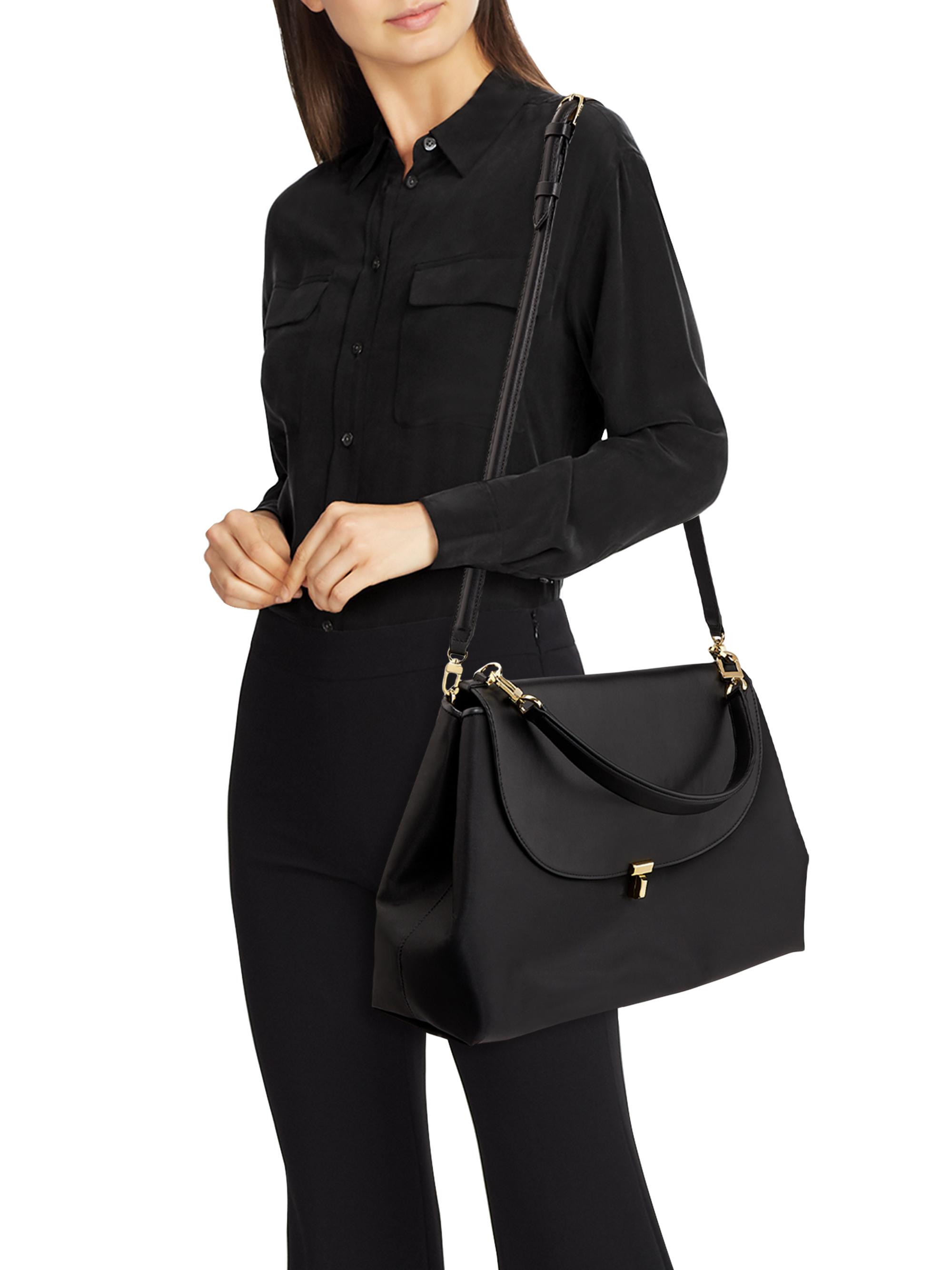 Toteme T-Lock Nylon & Leather Satchel | Saks Fifth Avenue