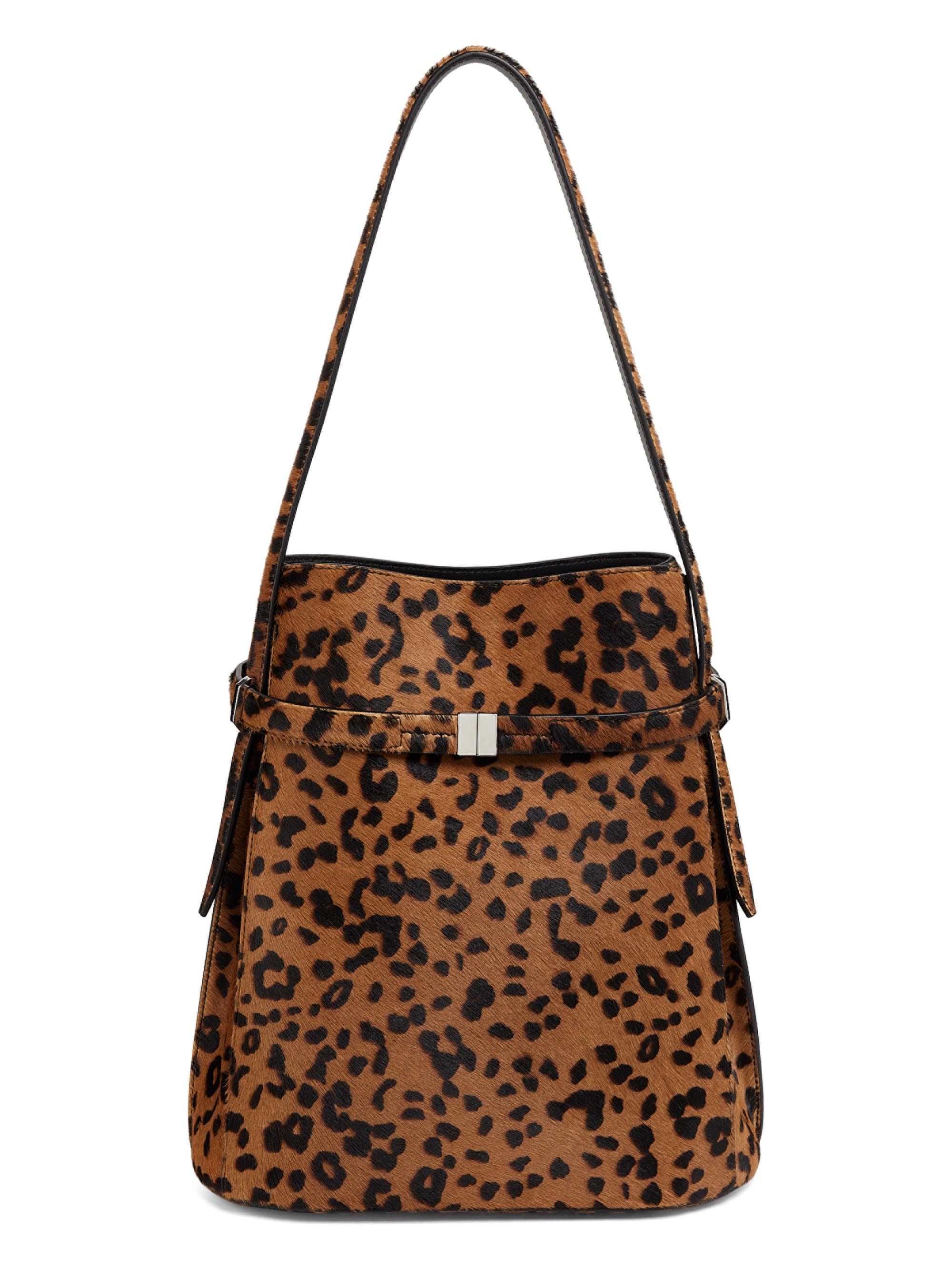 Toteme Women's Belted Leopard Calf-Hair Bucket Bag - Leopard