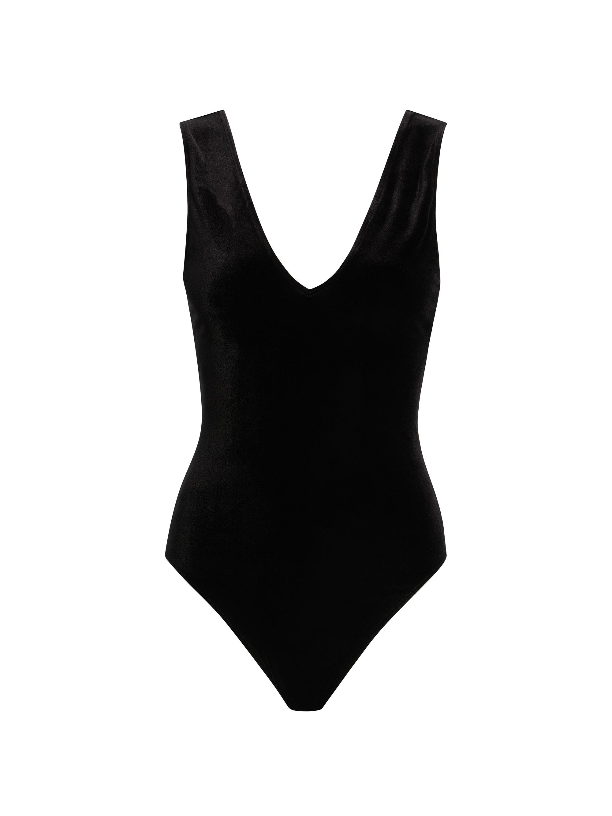 Commando Women's Velvet Deep-V Bodysuit - Black