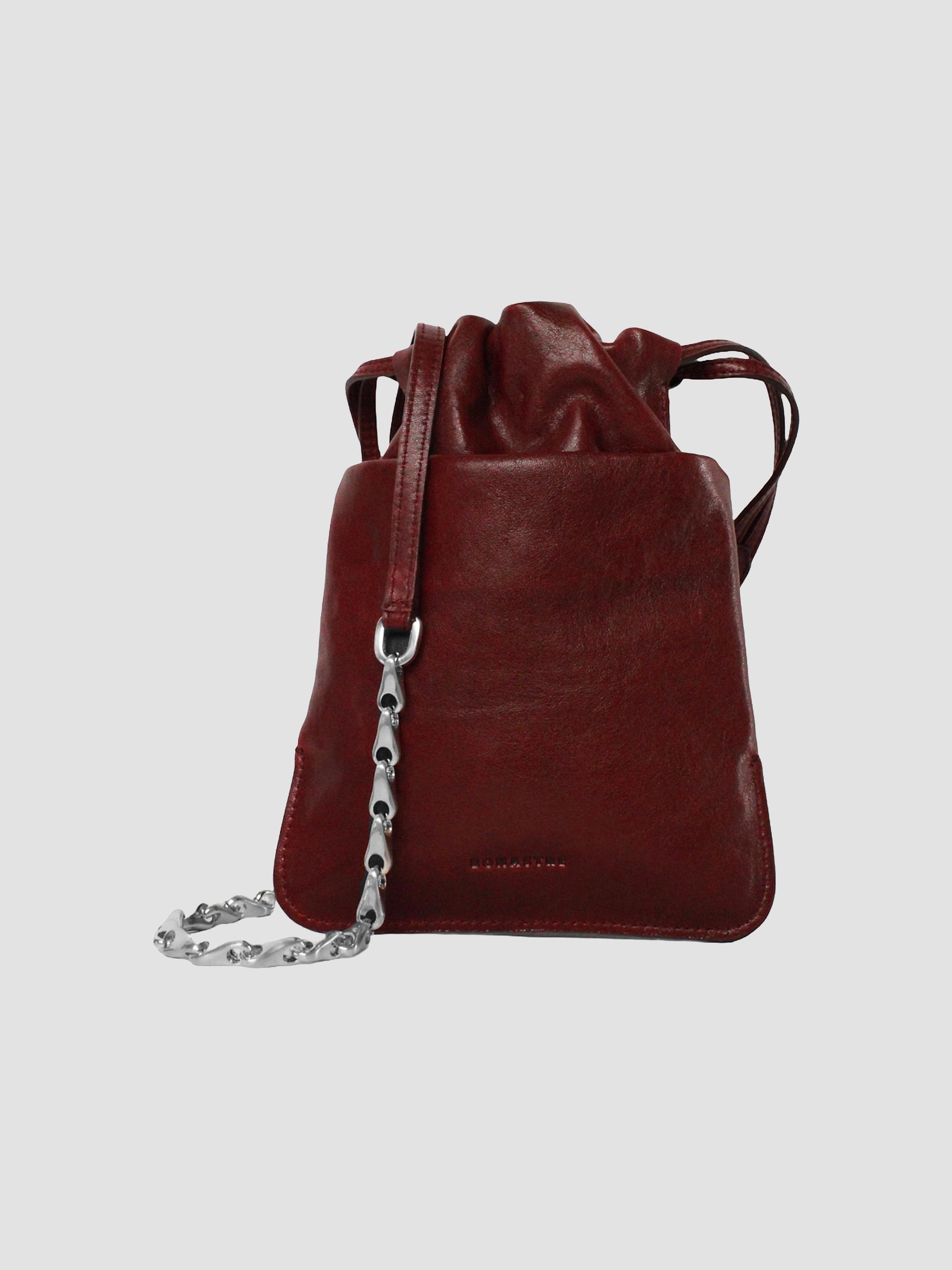 BONASTRE Men's Cloud Leather Pouch With Chain - Shiny Black | Thumbnail 4