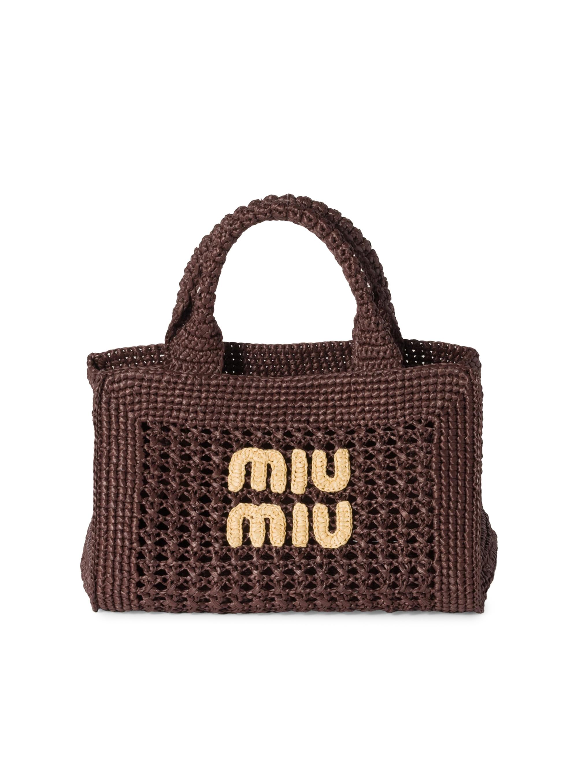 Miu Miu Women's Raffia-Effect Woven Top Handle Bag - Brown