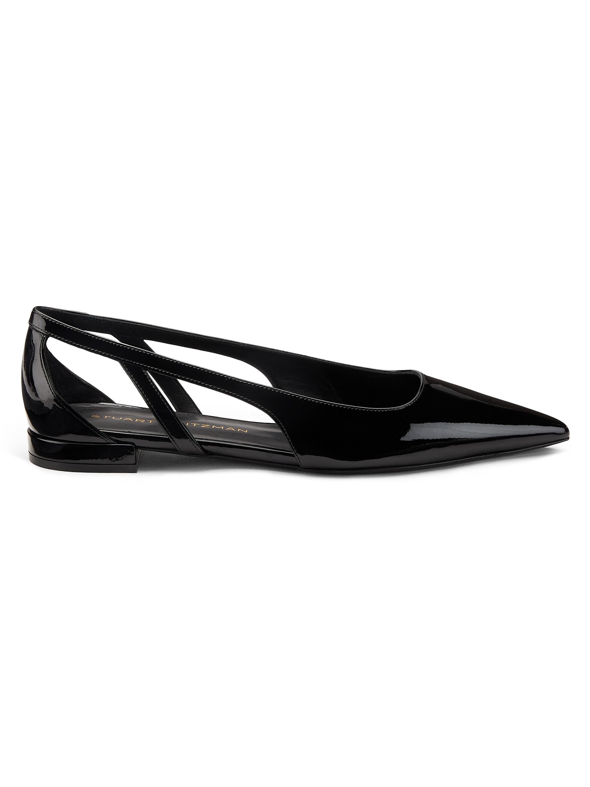 Stuart Weitzman Women's Flat Stuart Power Patent Leather Cut-Out Flats - Adobe