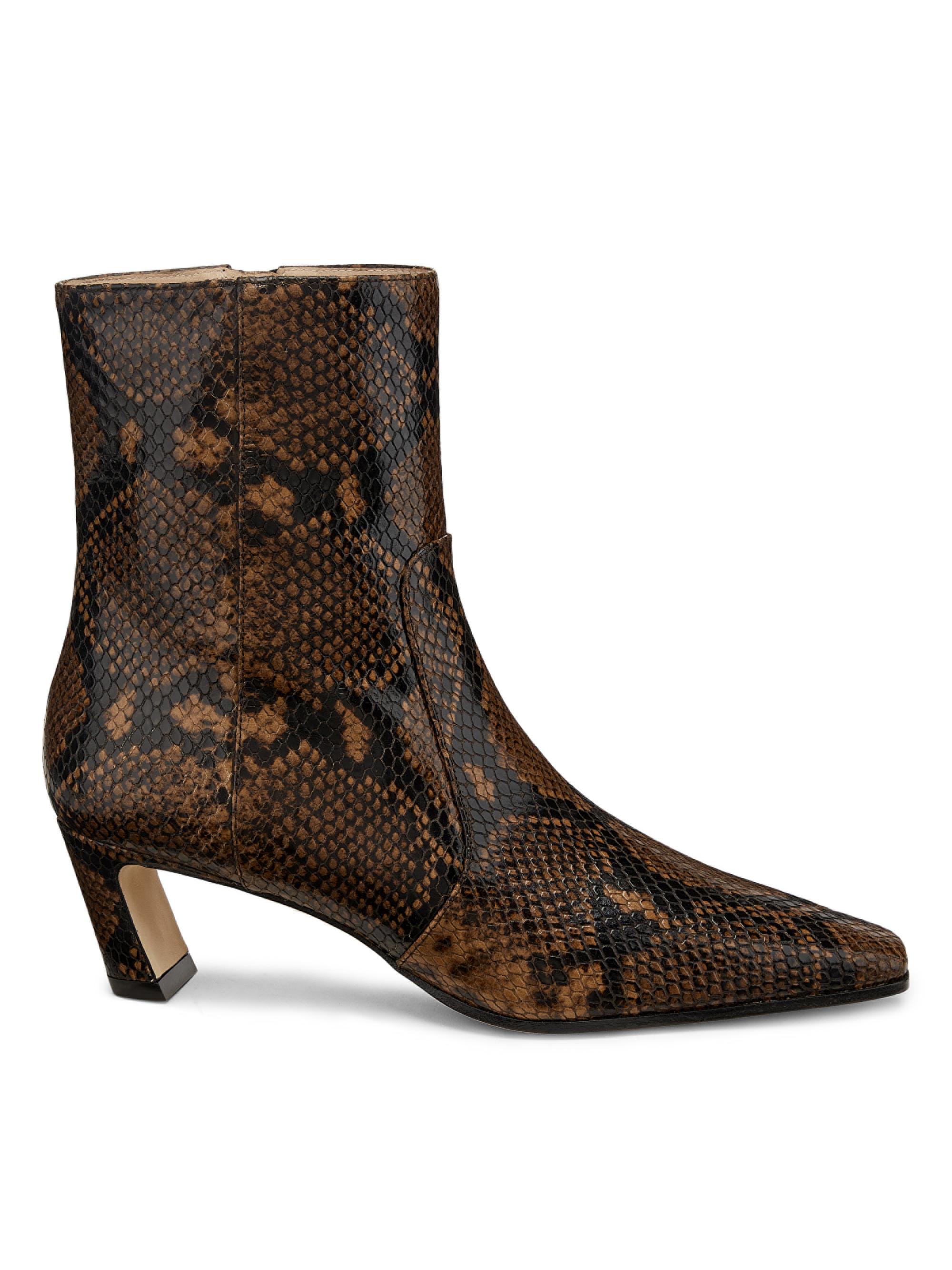Stuart Weitzman Women's Stassi 50MM Snake-Embossed Leather Ankle Boots - Espresso