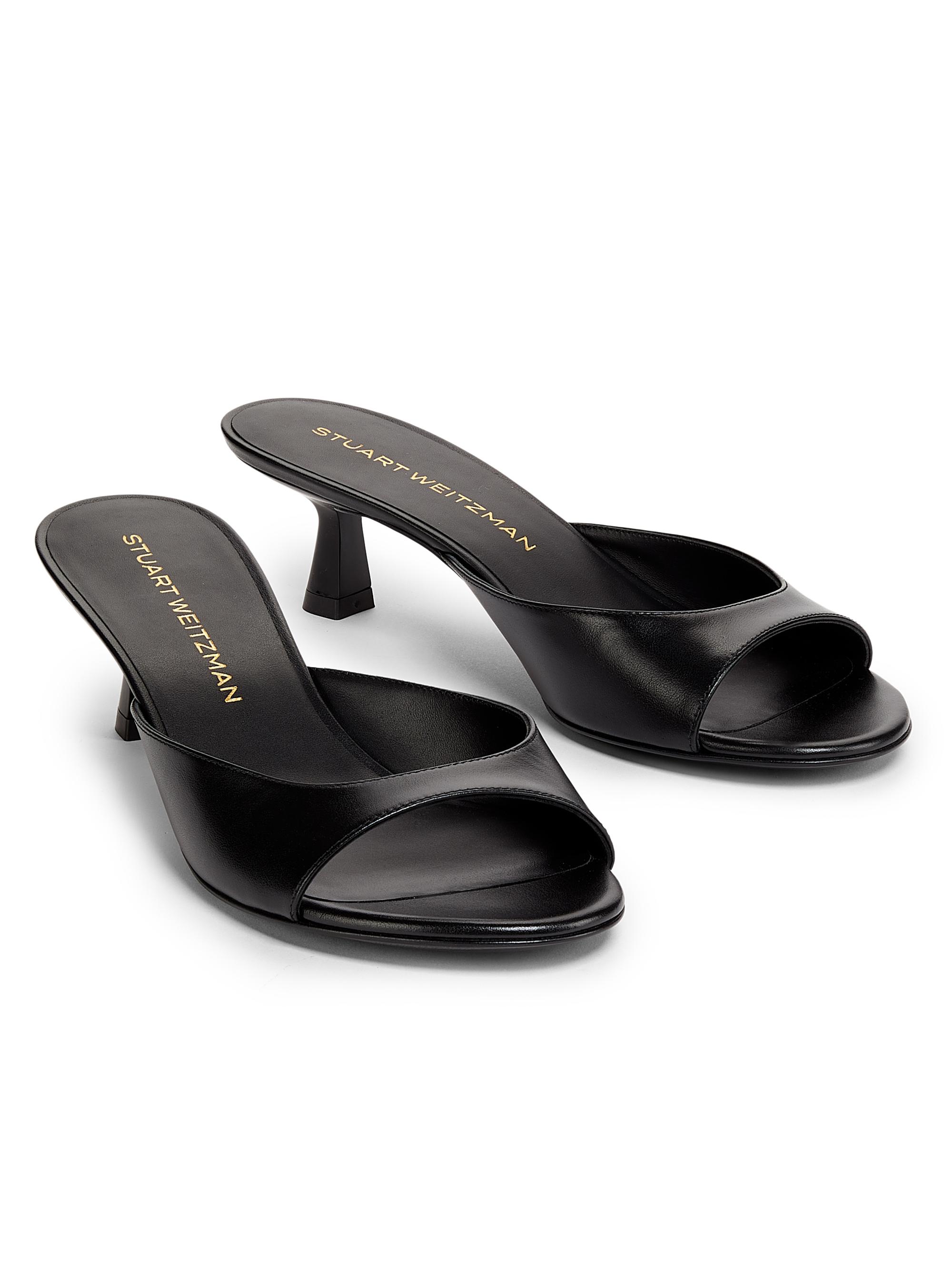 Stuart Weitzman Nudist Finesse 50MM Leather Kitten-Heel Sandals