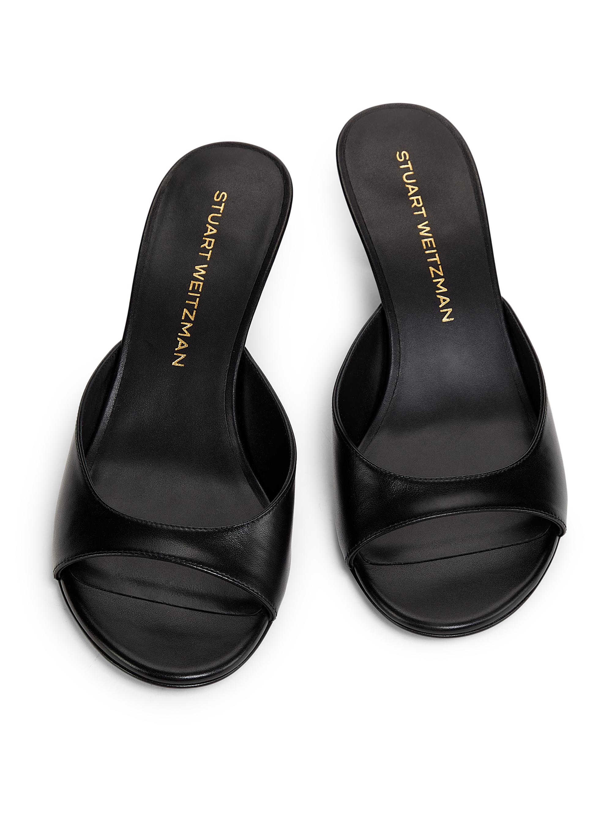 Stuart Weitzman Nudist Finesse 50MM Leather Kitten-Heel Sandals