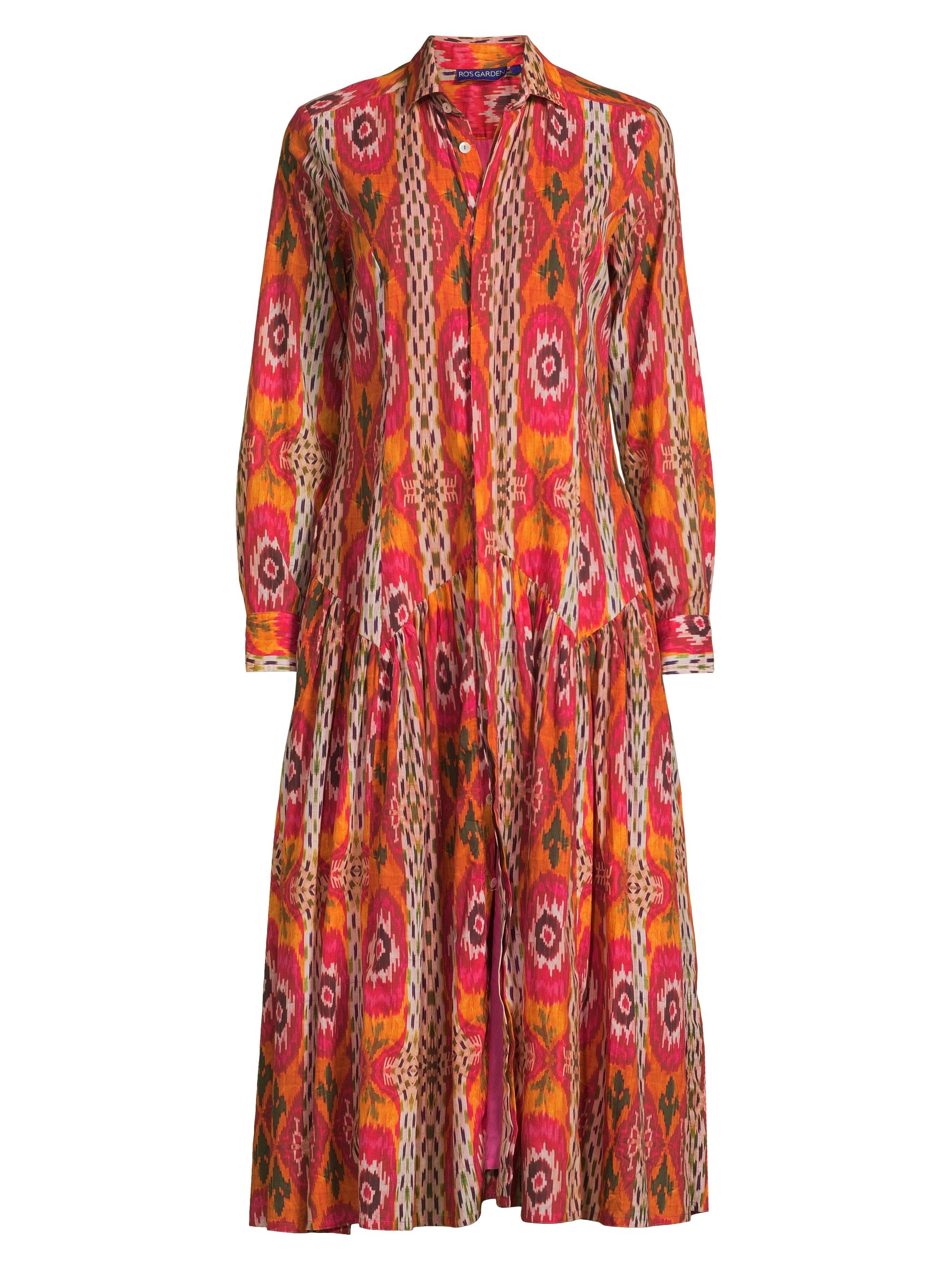 Ro's Garden Women's Jeremie Drop-Waist Button-Front Midi-Dress - Pink Darjeeling