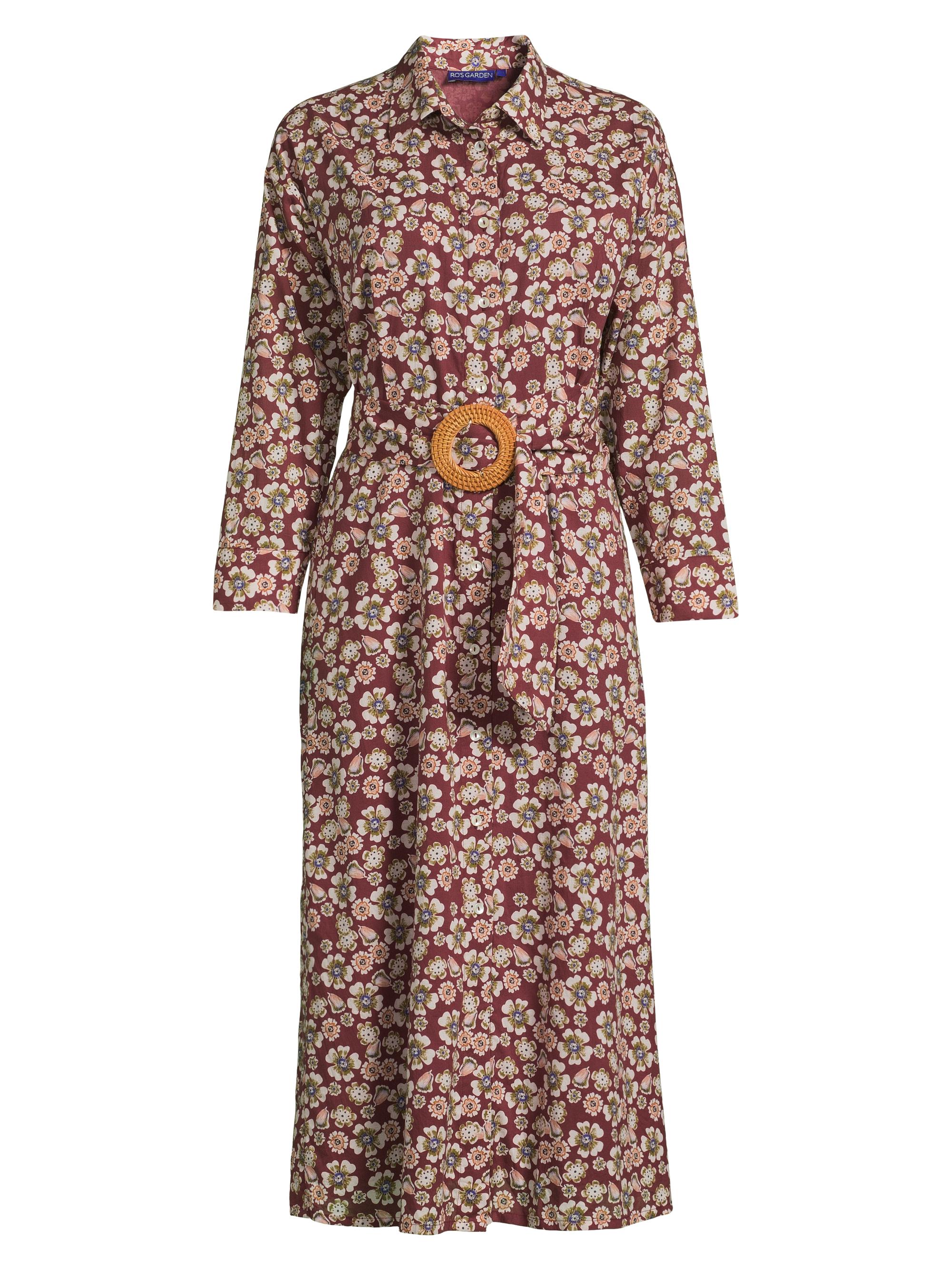 Ro's Garden Women's Jodpur Cotton Maxi Shirtdress - Brown Hania