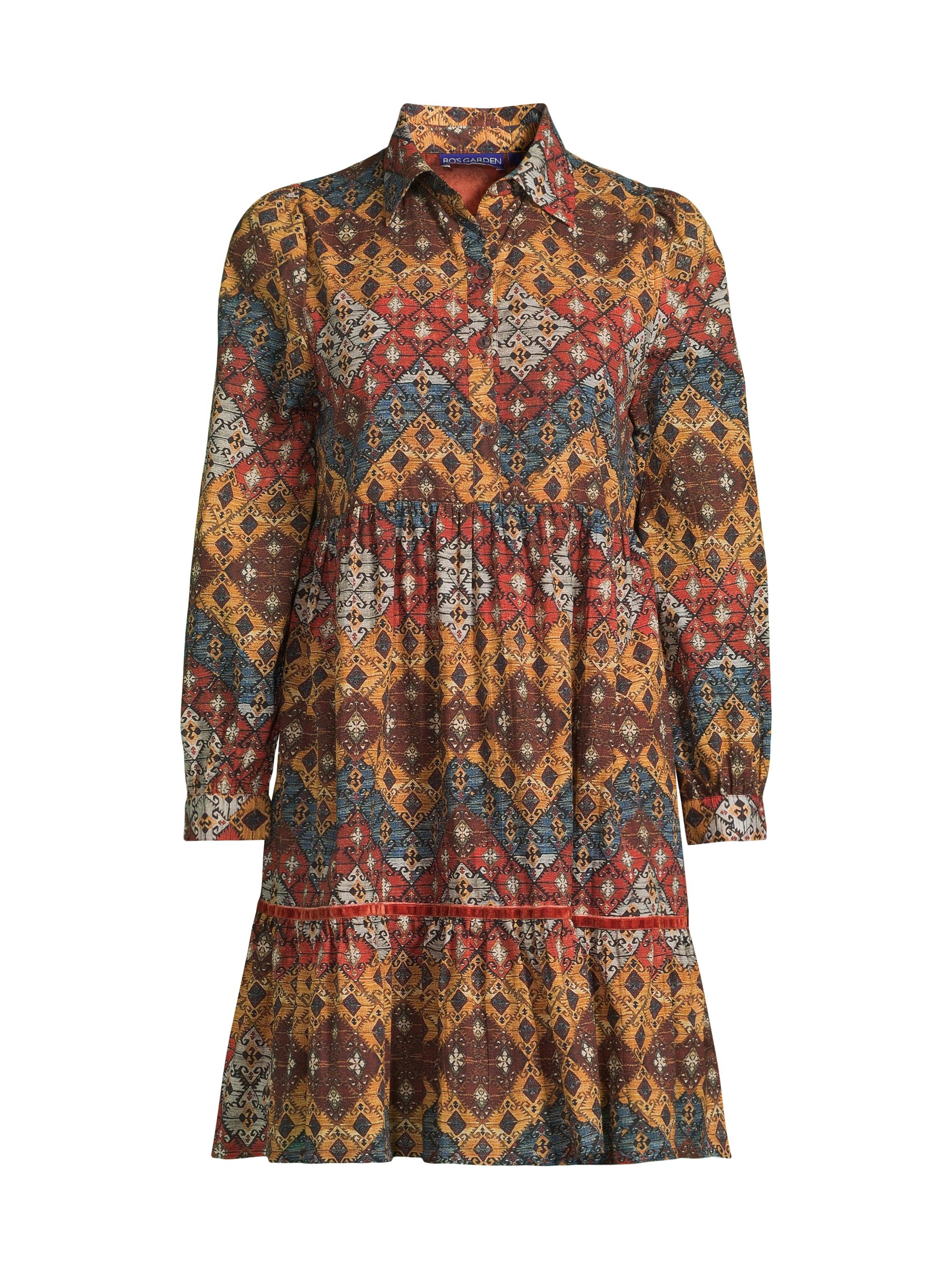 Ro's Garden Women's Romy Printed Mini Shirtdress - Brown Lachen
