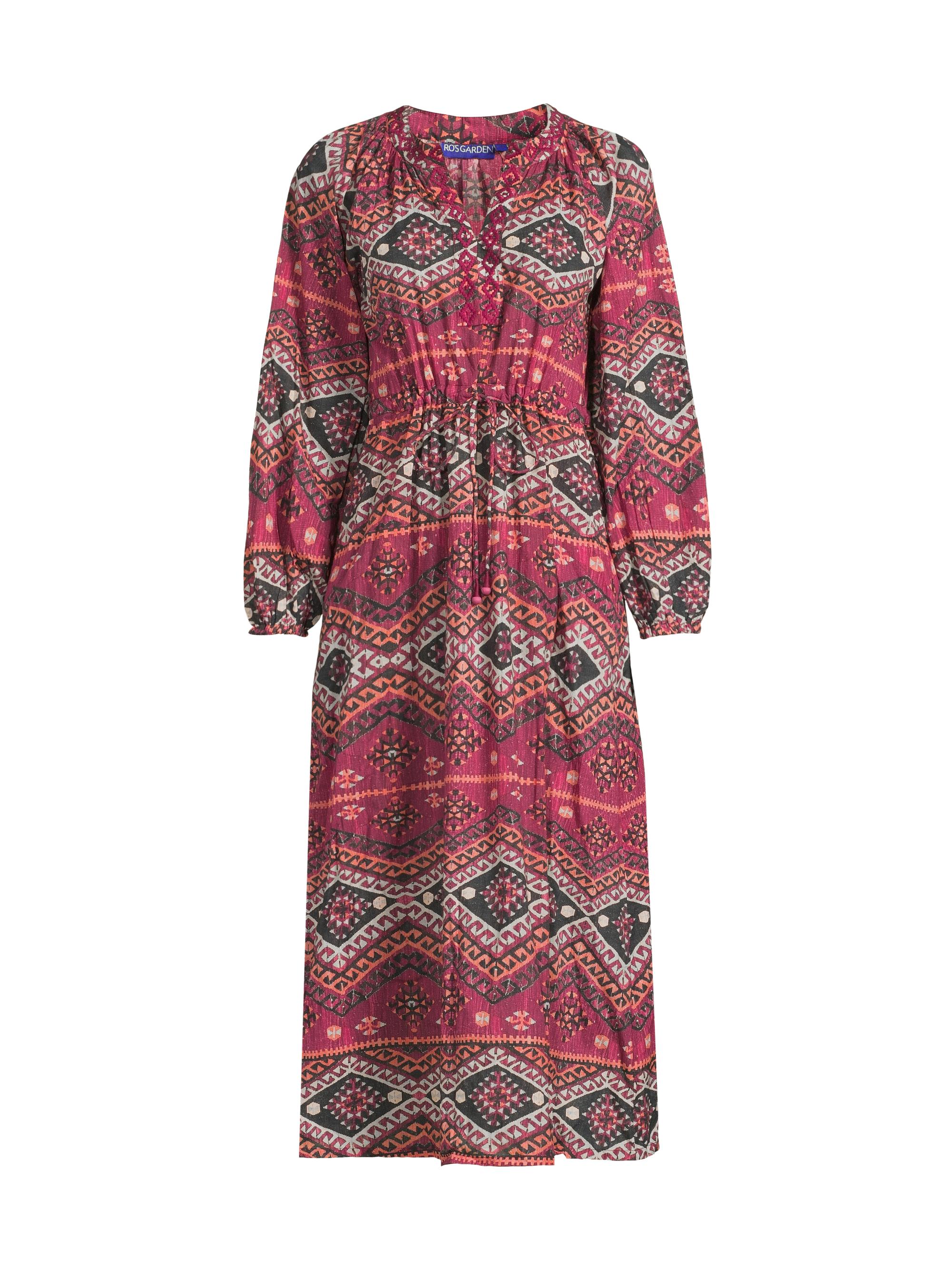 Ro's Garden Women's Embroidered Amalfi Midi Dress - Bordeaux Kalim