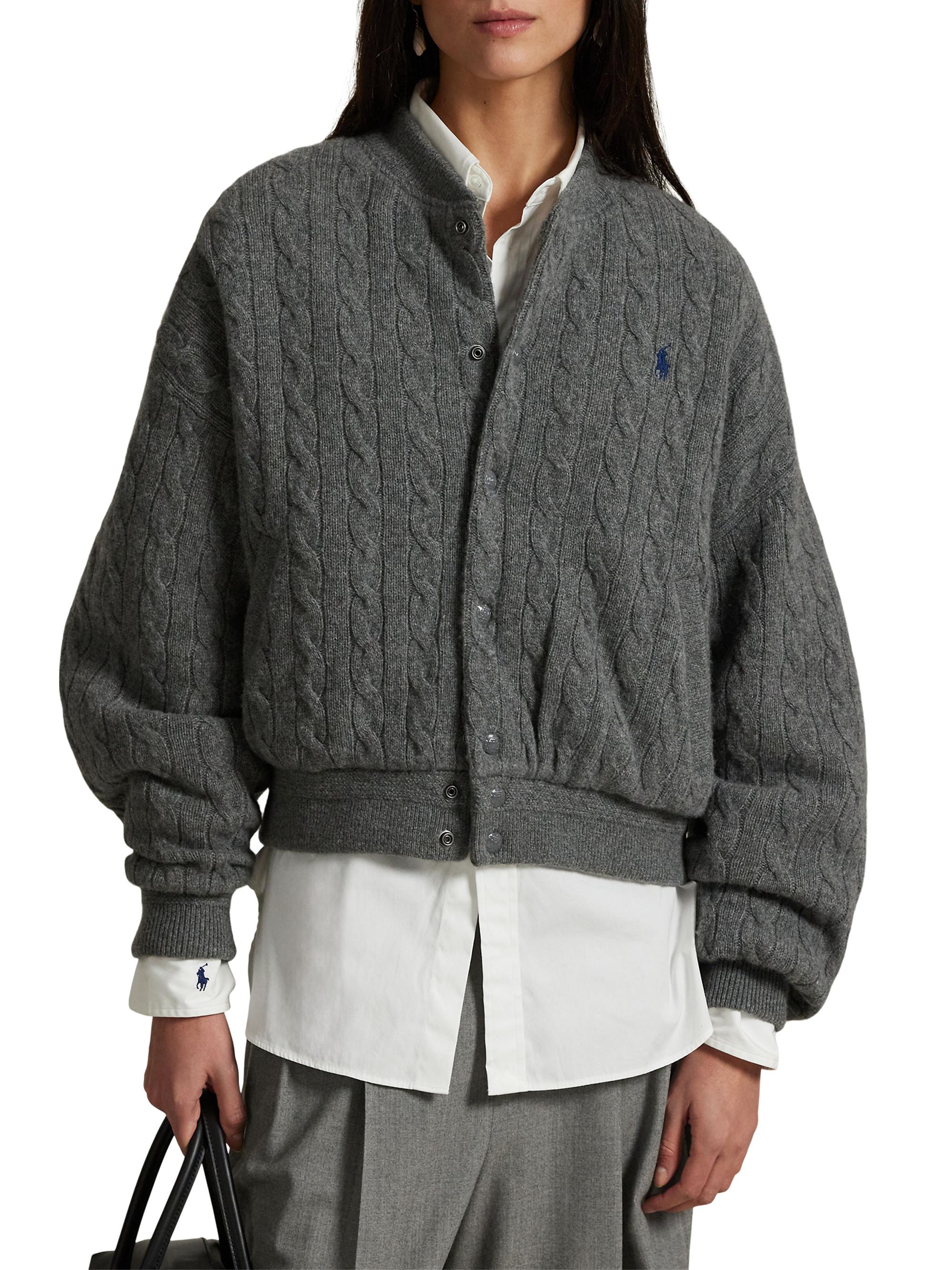 Cable-Knit Wool-Cashmere Bomber Jacket