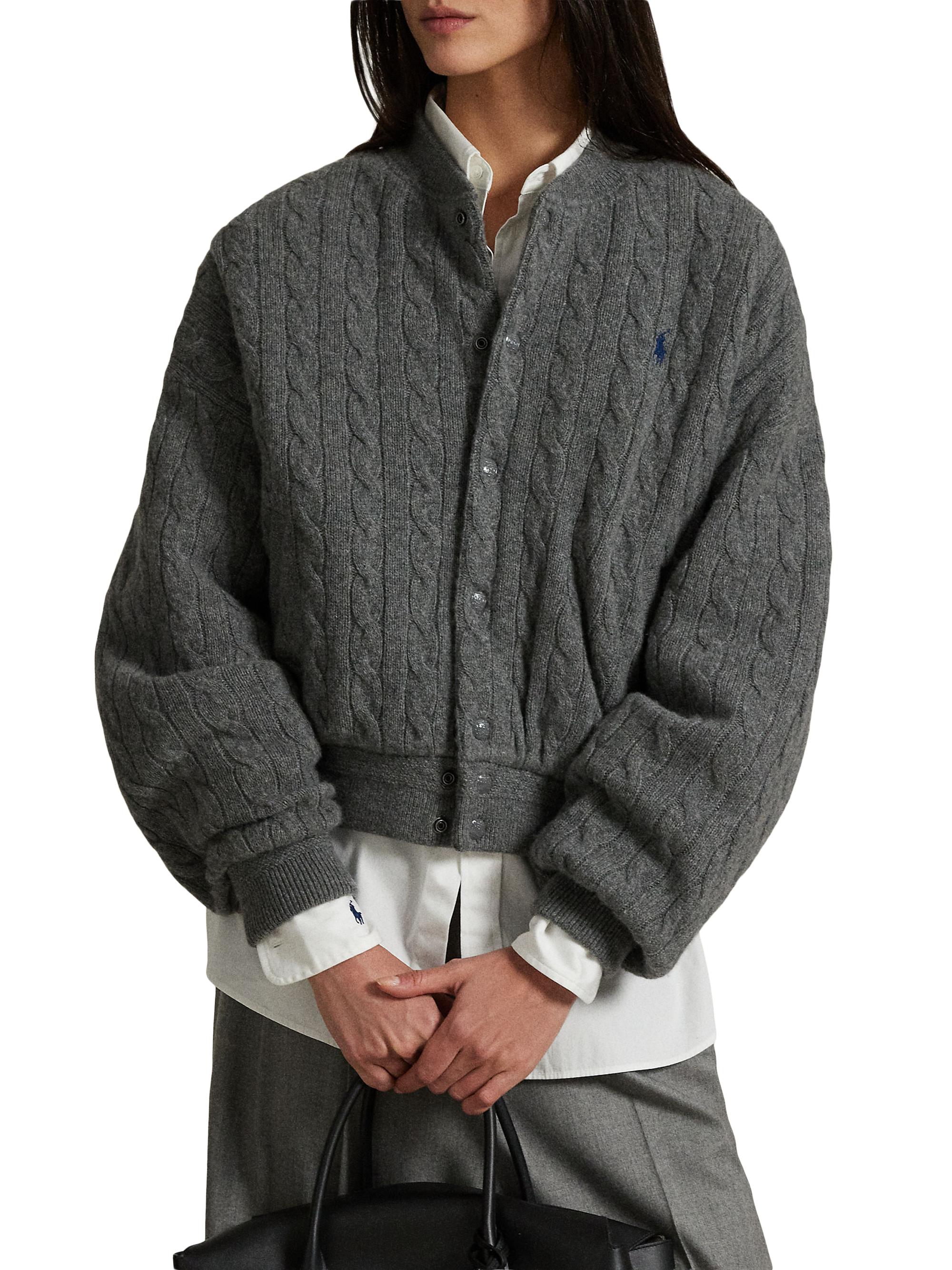 Cable-Knit Wool-Cashmere Bomber Jacket