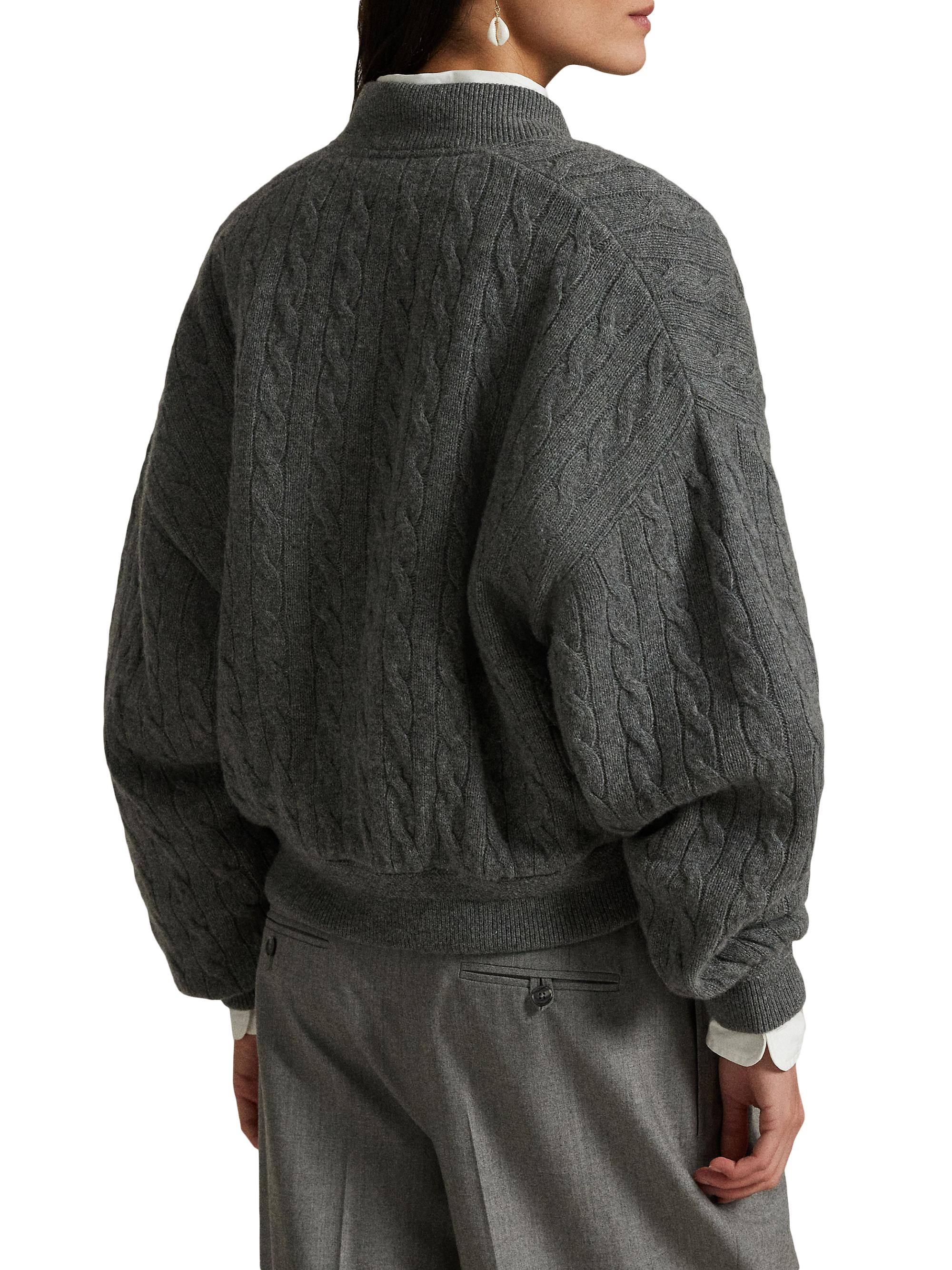 Cable-Knit Wool-Cashmere Bomber Jacket