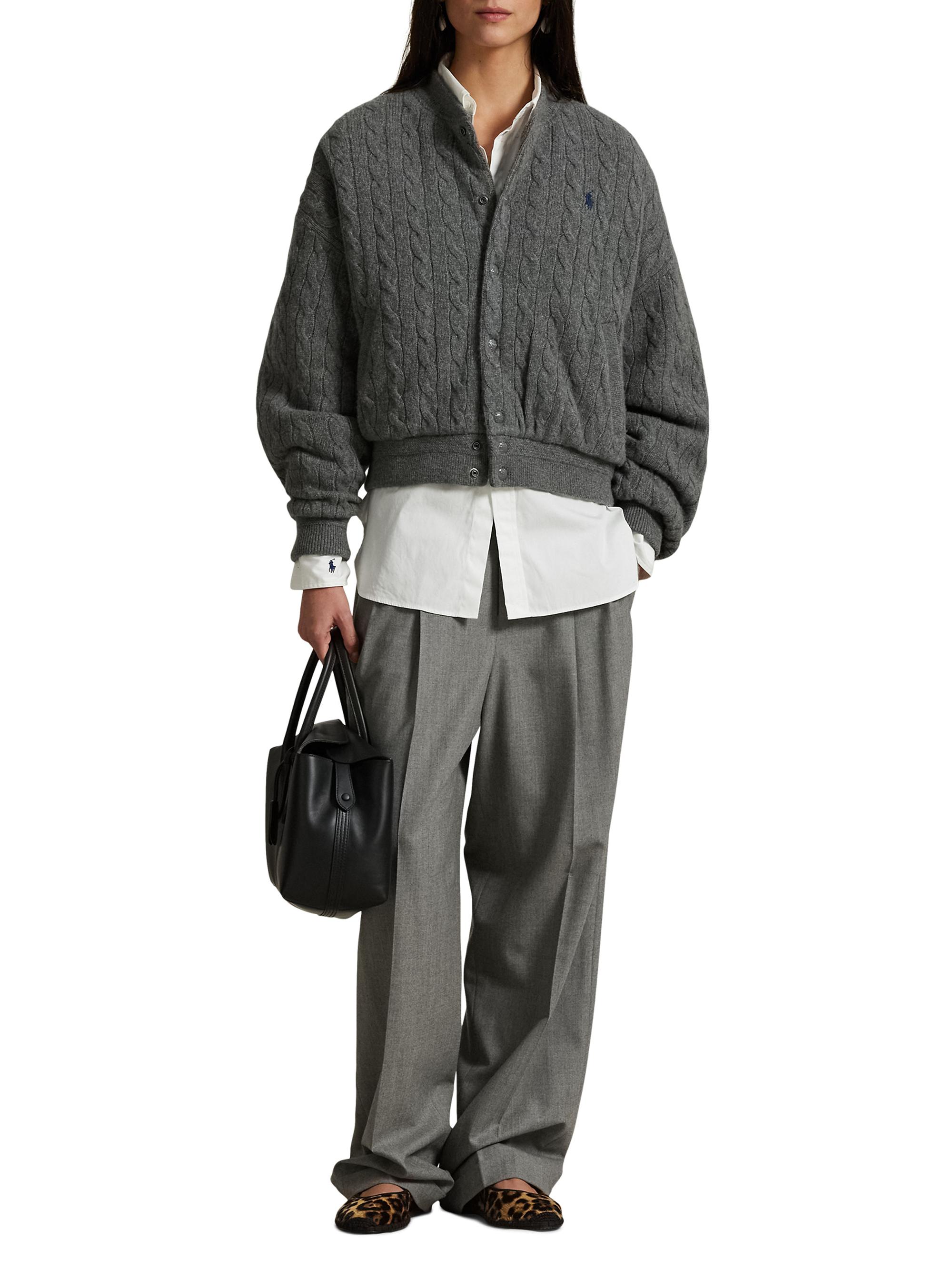 Cable-Knit Wool-Cashmere Bomber Jacket