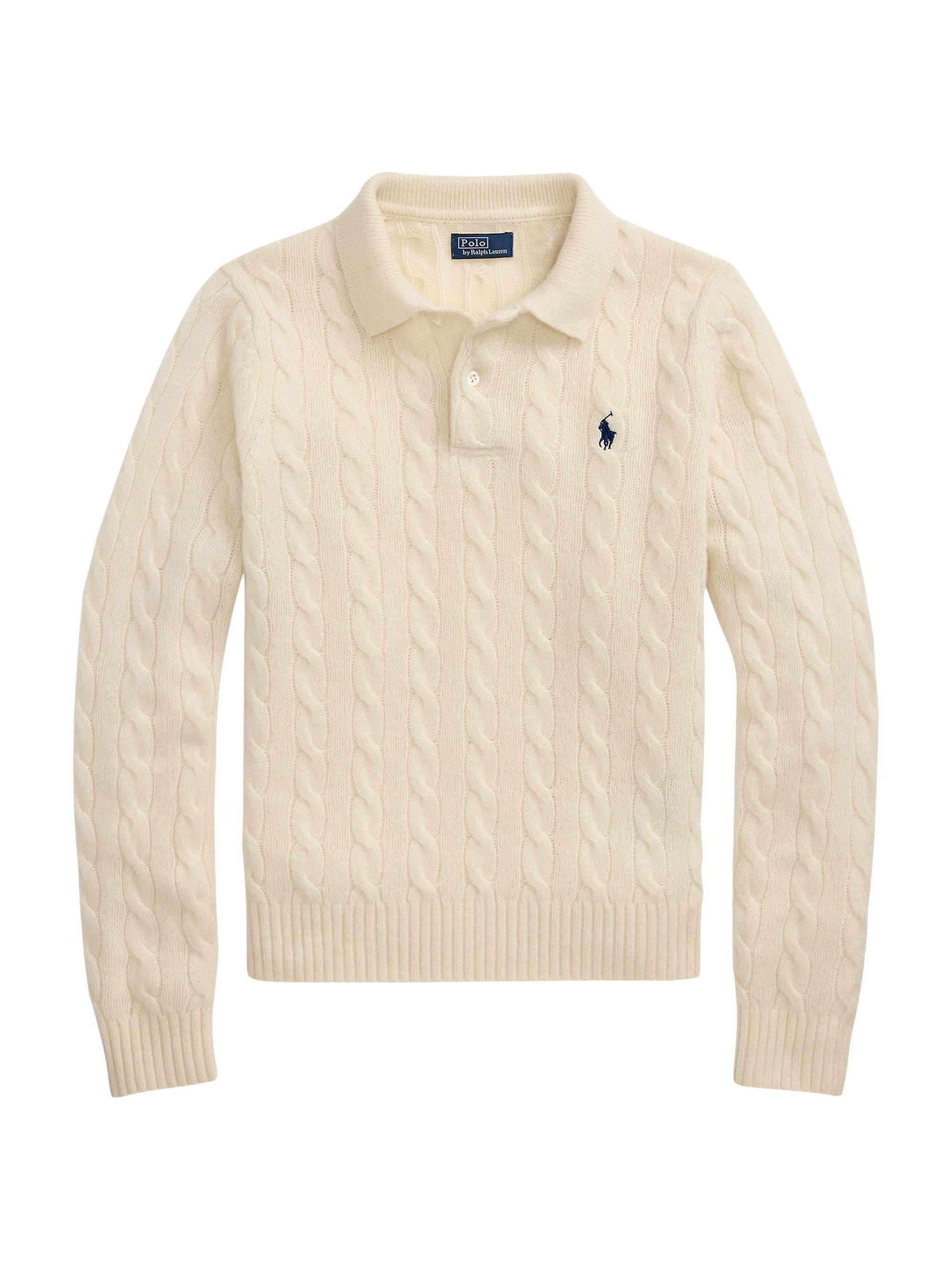 Polo Ralph Lauren Cable-Knit Long-Sleeve Polo Sweater | Saks Fifth
