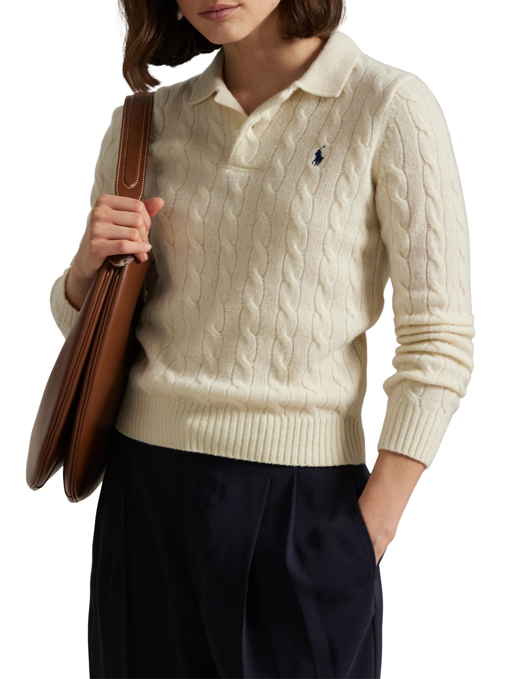 Polo Ralph Lauren Cable-Knit Wool-Cashmere Polo Sweater | Saks