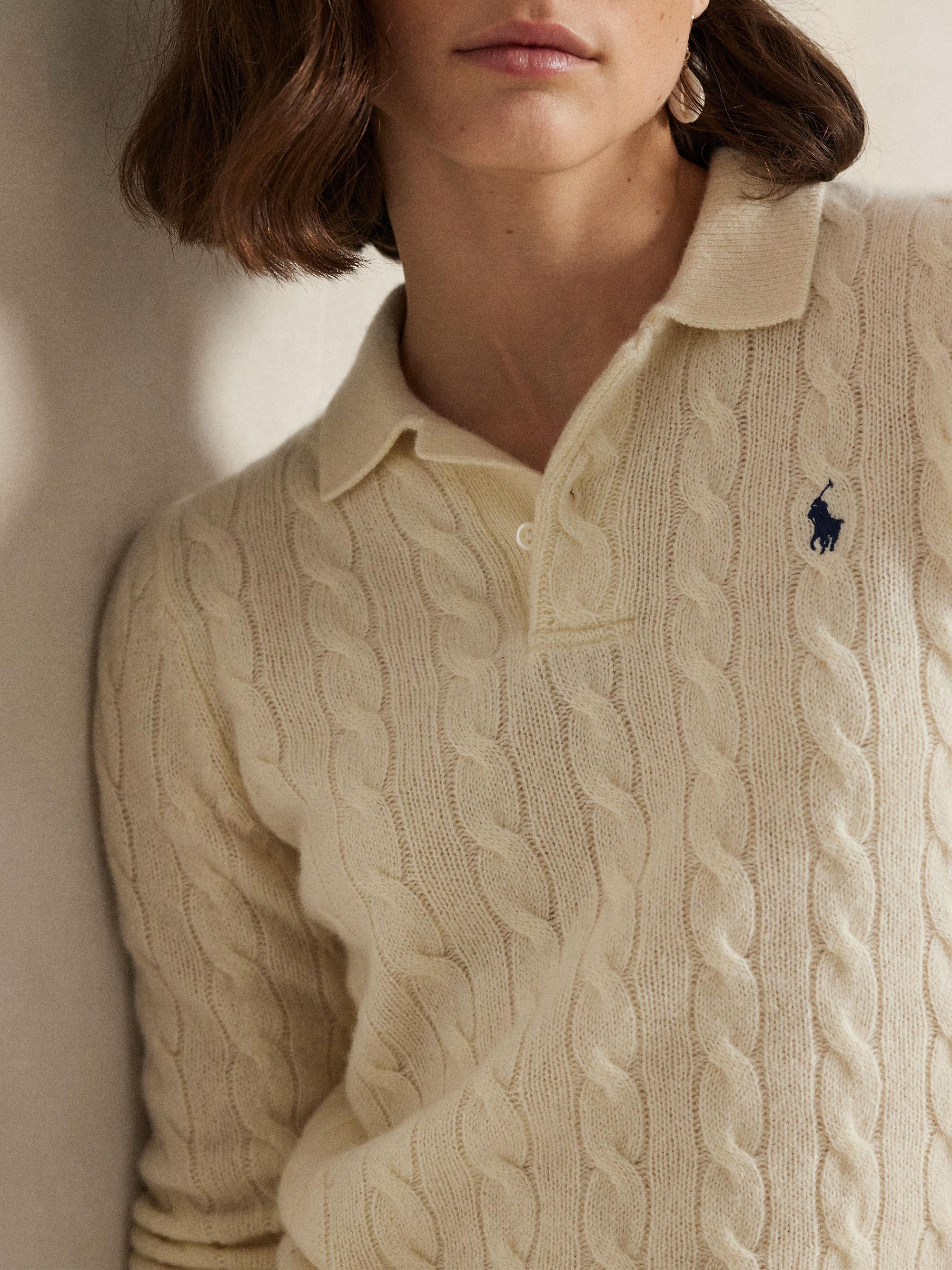 Polo Ralph Lauren Cable-Knit Wool-Cashmere Polo Sweater | Saks