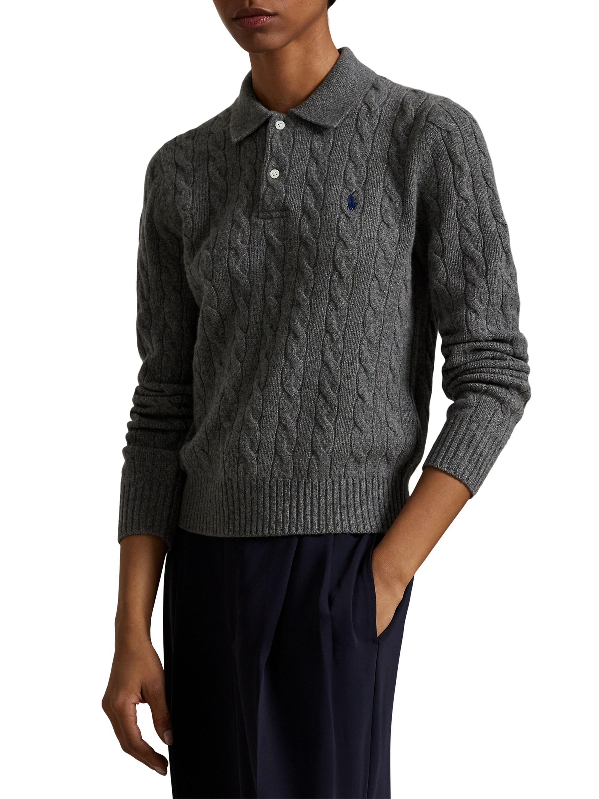 Polo Ralph Lauren Cable-Knit Wool-Cashmere Polo Sweater | Saks