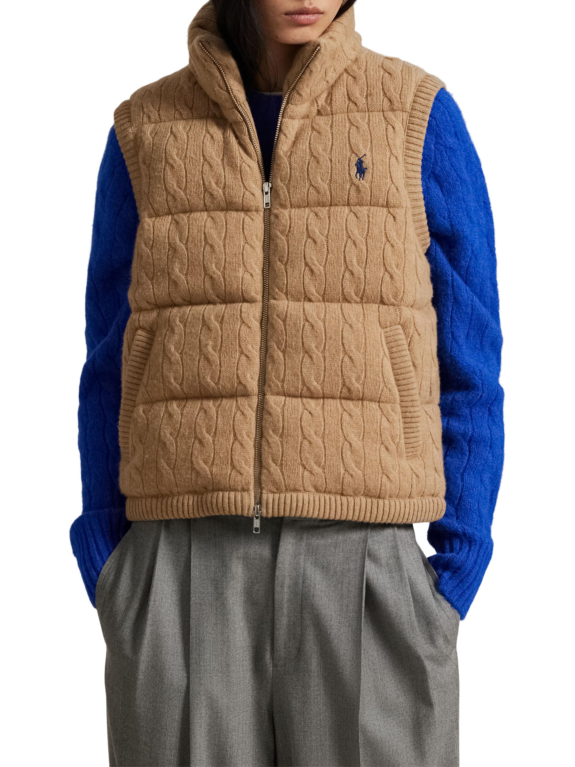 Polo Ralph Lauren Cable-Knit Wool-Cashmere Quilted Vest | Saks
