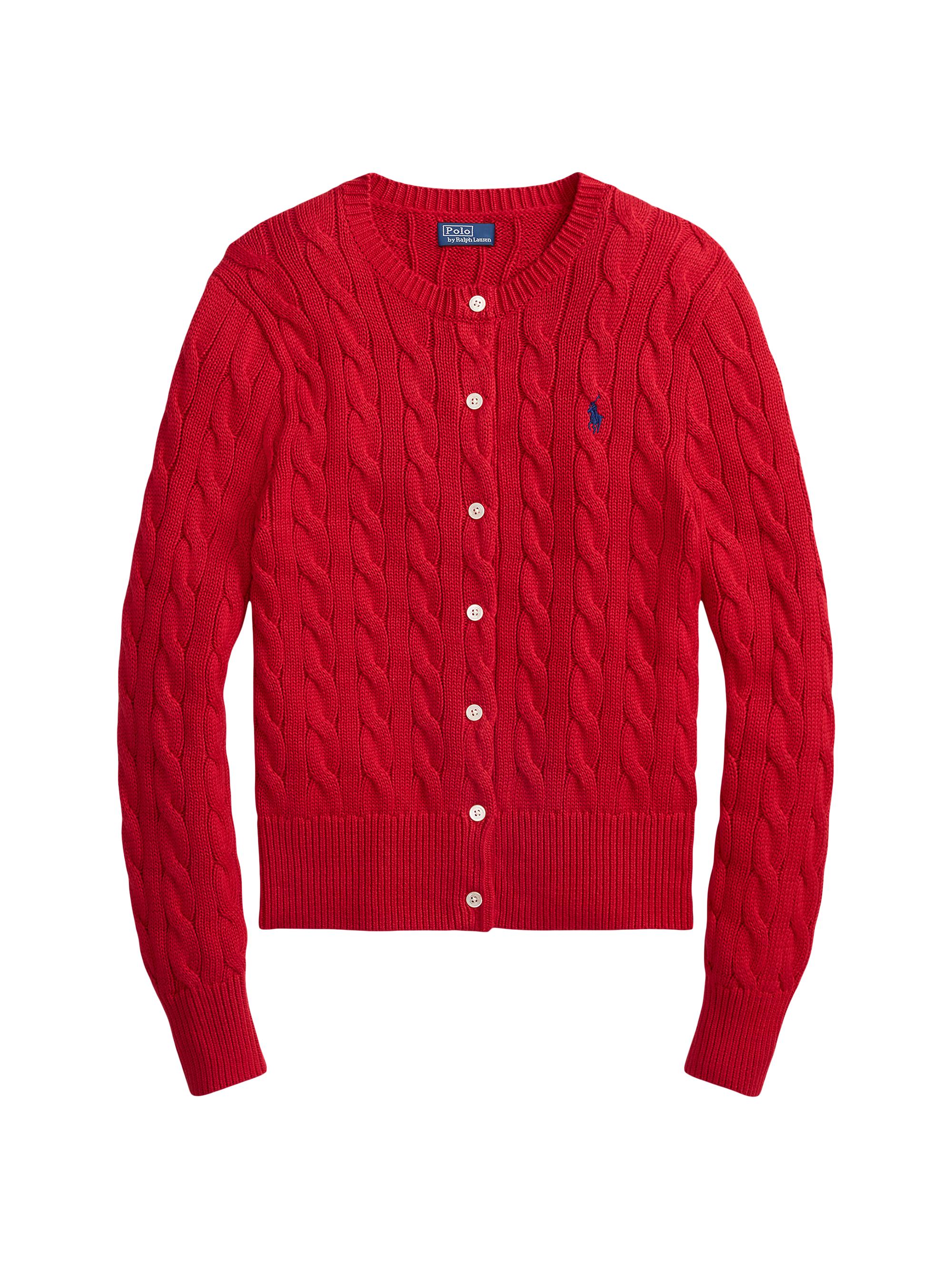 Polo Ralph Lauren Women's Cable-Knit Cotton Cardigan - College Purple