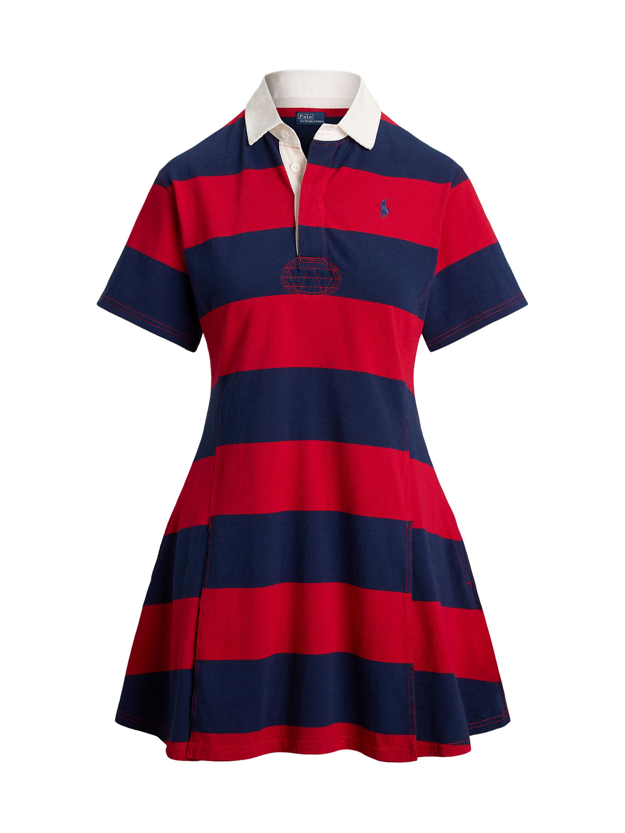 Ralph Lauren RUGBY ストライプ フレアワンピース レディースM Polo Ralph Lauren Striped Jersey Fit & Flare Rugby Dress | Saks