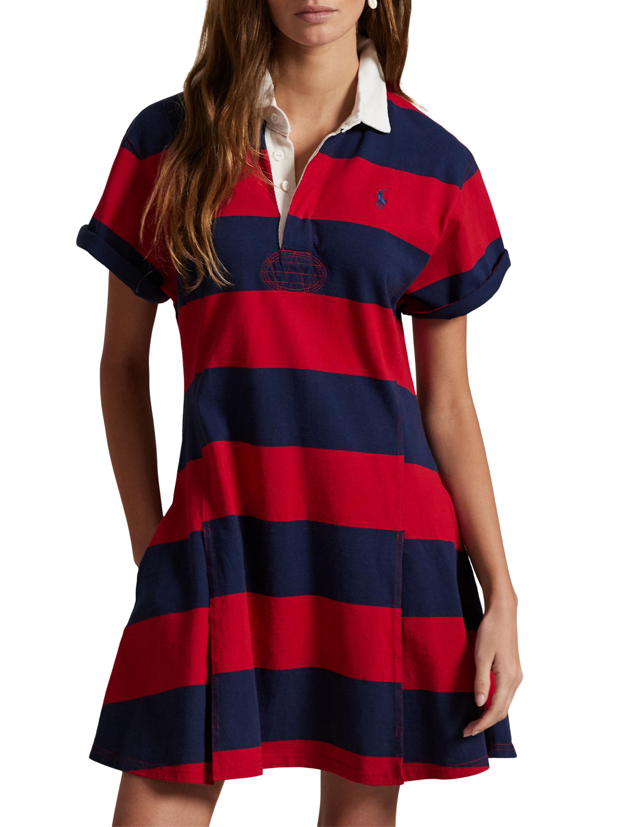 Polo Ralph Lauren Striped Jersey Fit & Flare Rugby Dress | Saks