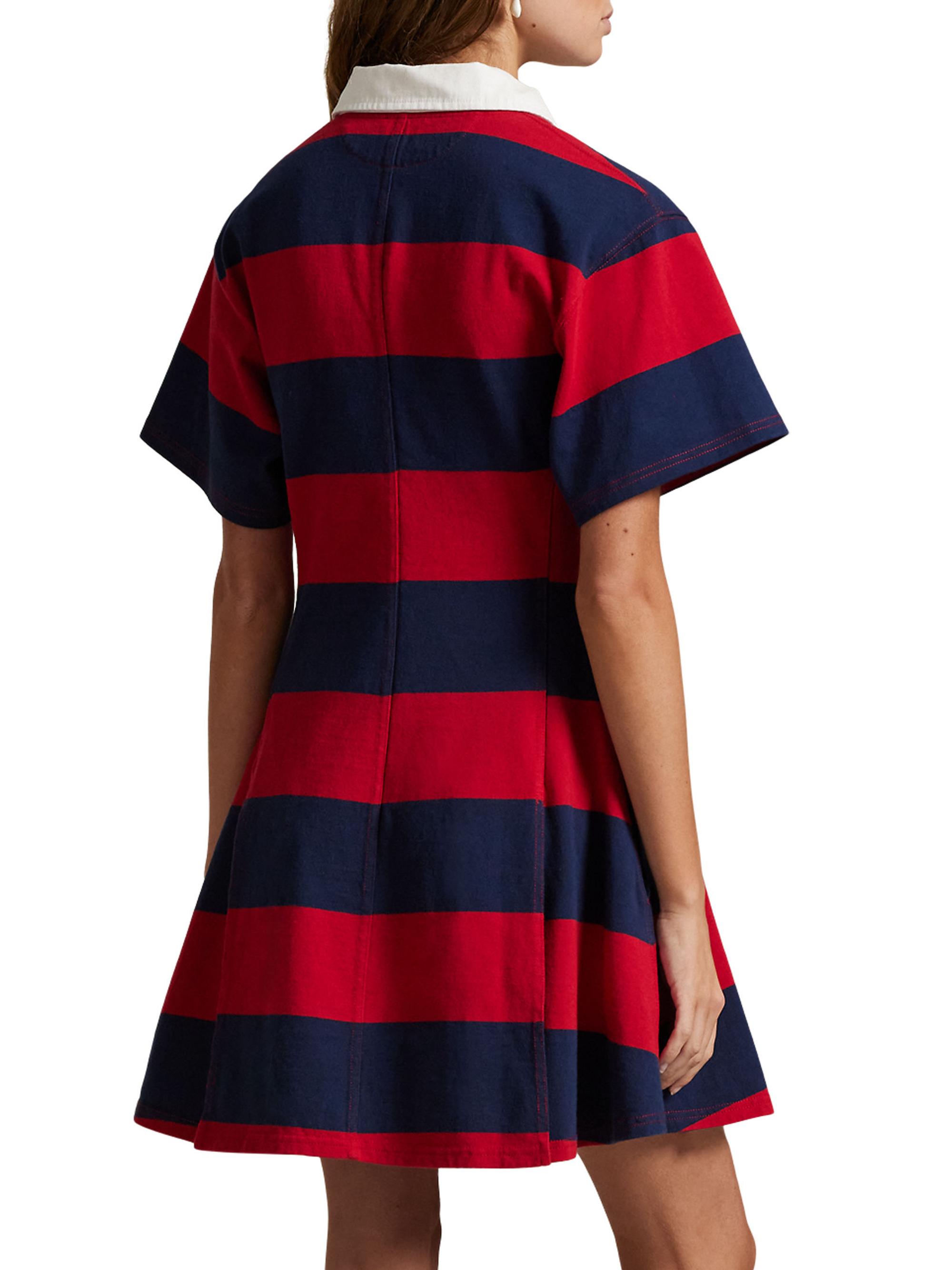 Polo Ralph Lauren Striped Jersey Fit & Flare Rugby Dress | Saks