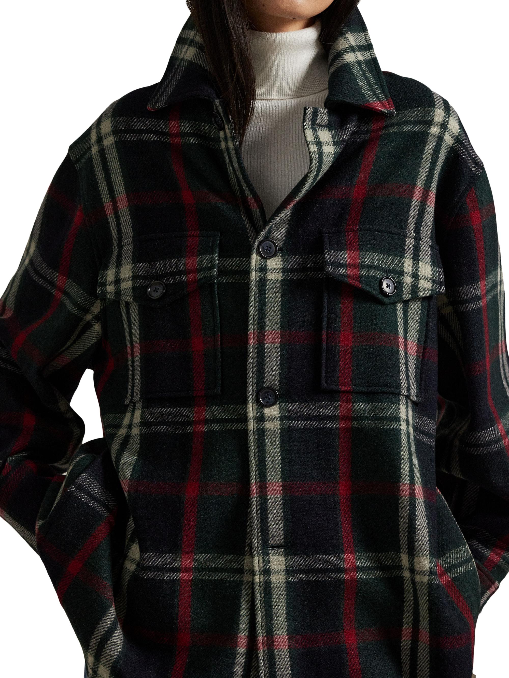 Polo Ralph Lauren Plaid Wool-Blend Oversized Shirt Jacket