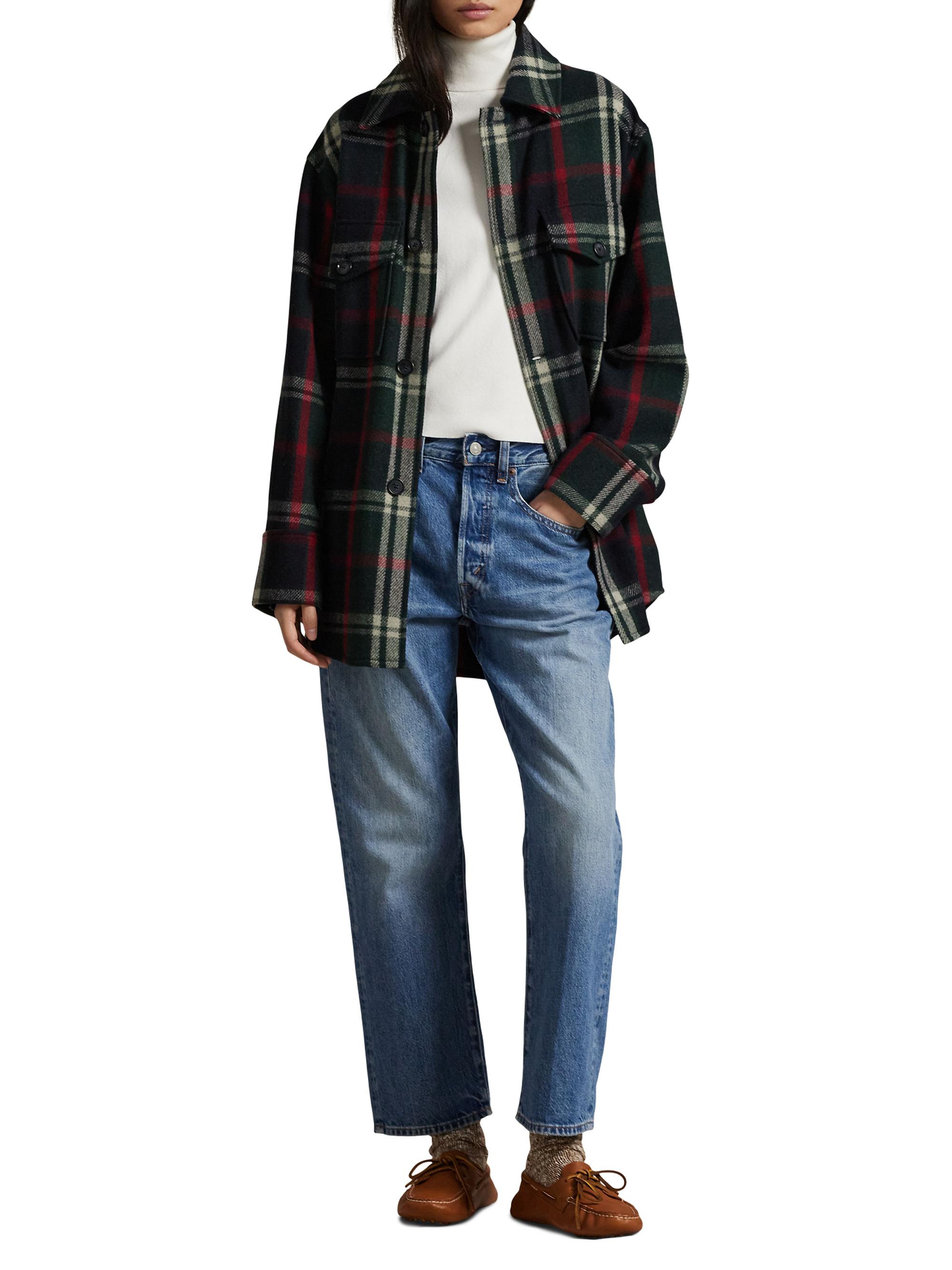 Polo Ralph Lauren Plaid Wool-Blend Oversized Shirt Jacket
