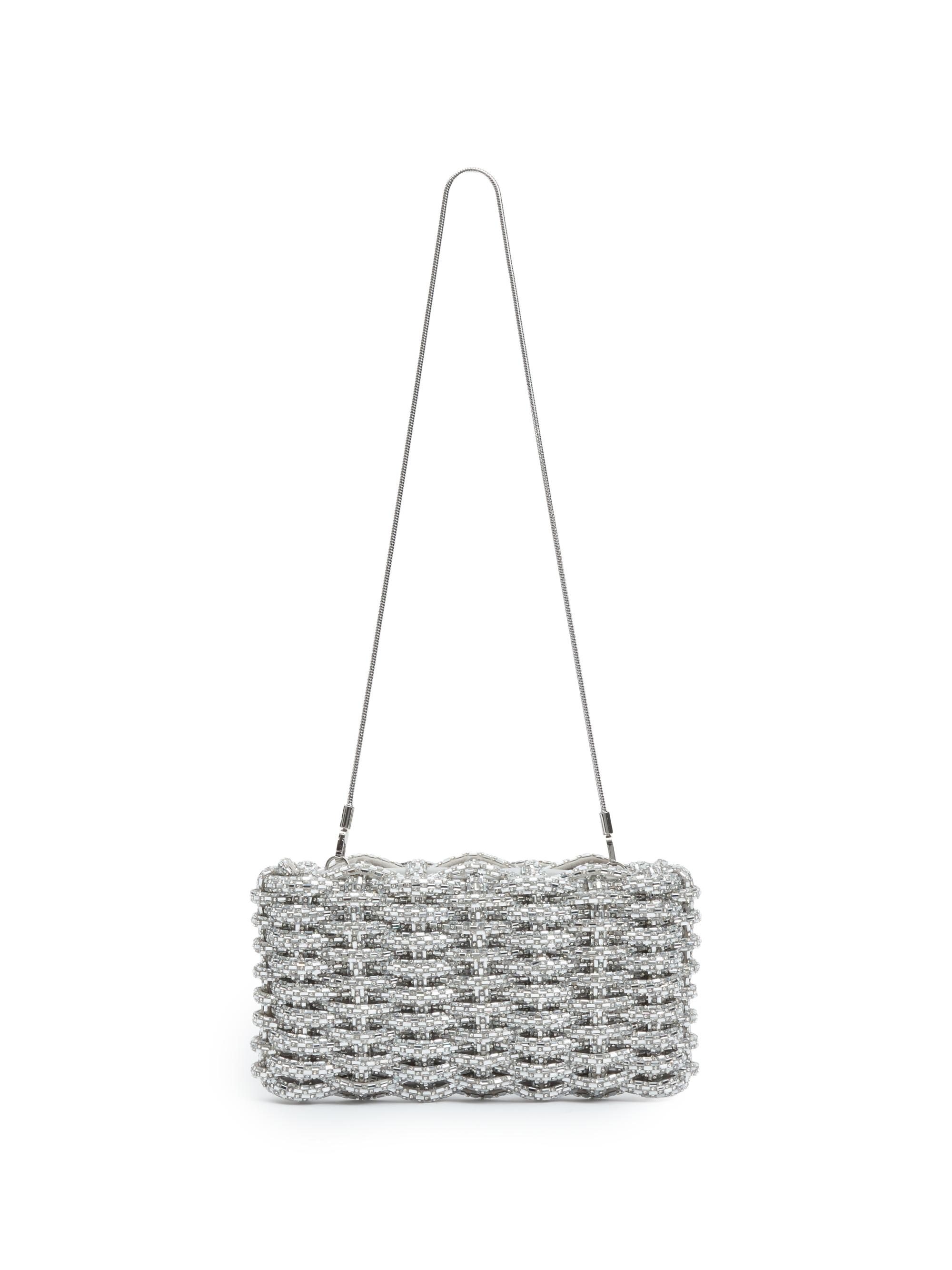 SIMKHAI Women's Morgan Woven Rhinestone Clutch - Silver