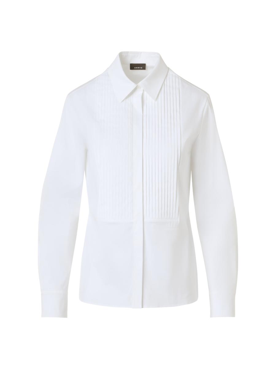 Akris Women's Pintuck Pleated Cotton Shirt In White