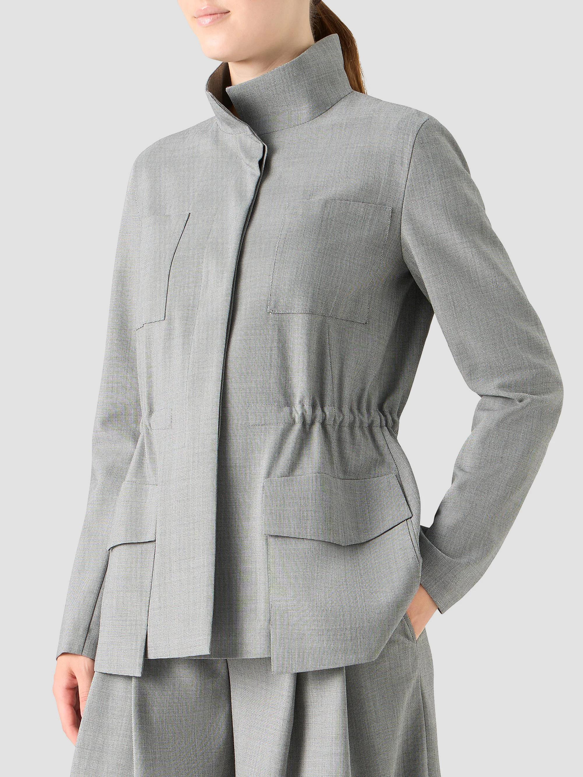 シルク100% 総柄 ジャケット Aライン 短丈 ゆったり AKRIS 15号 Akris Chianti Wool Drawstring Jacket | Saks Fifth Avenue