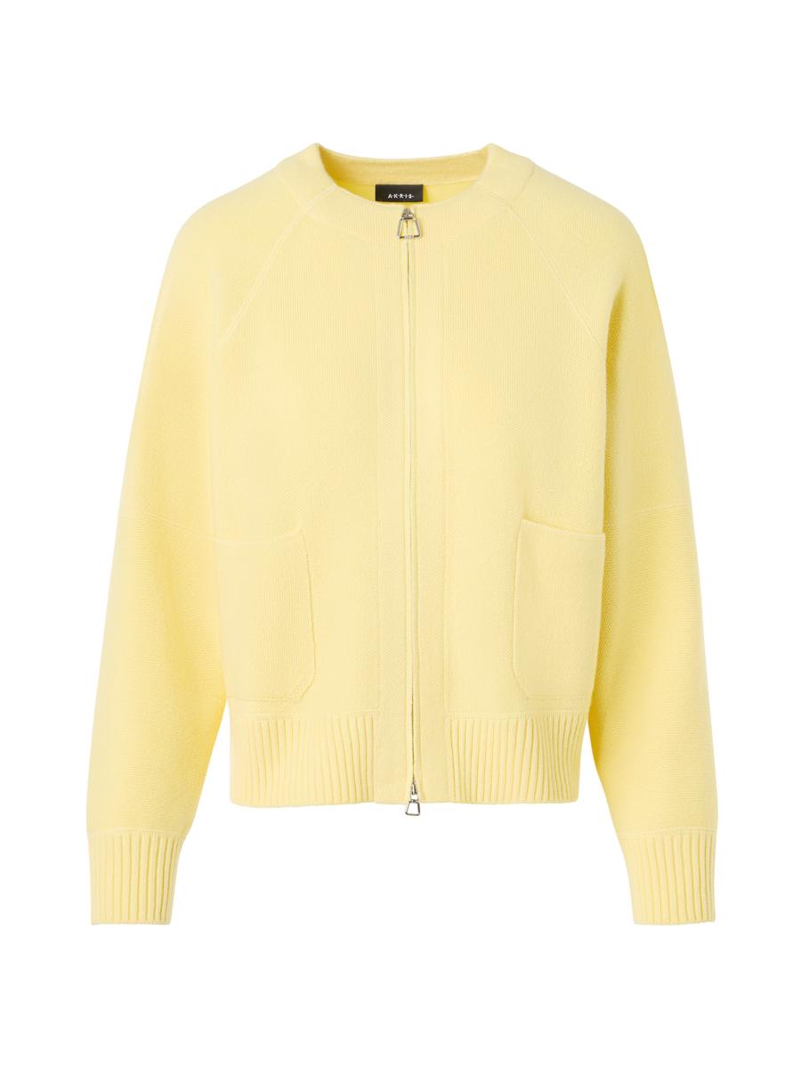 Akris Women's Cashmere Piqué Zip Cardigan In Yellow