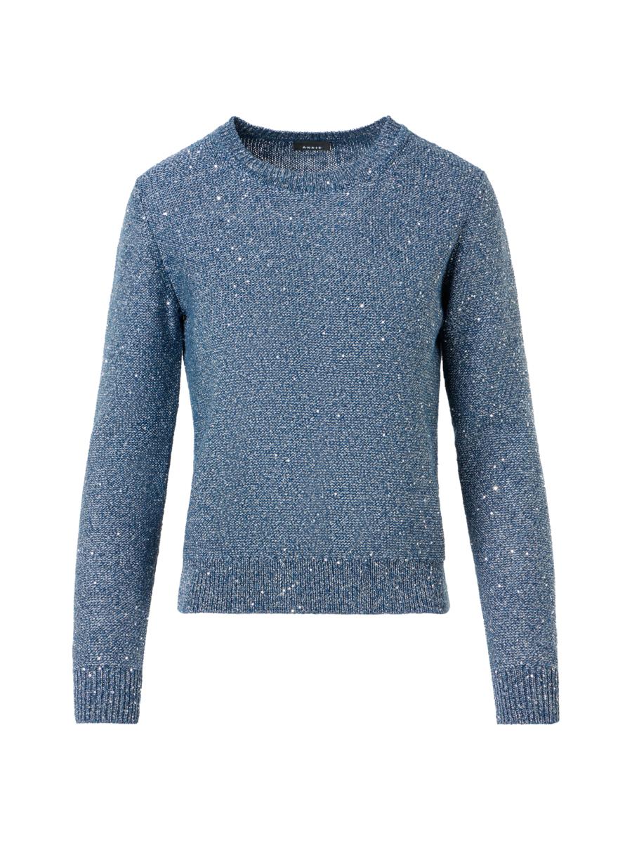 Akris Women's Sequined Linen-blend Crewneck Sweater In Blue