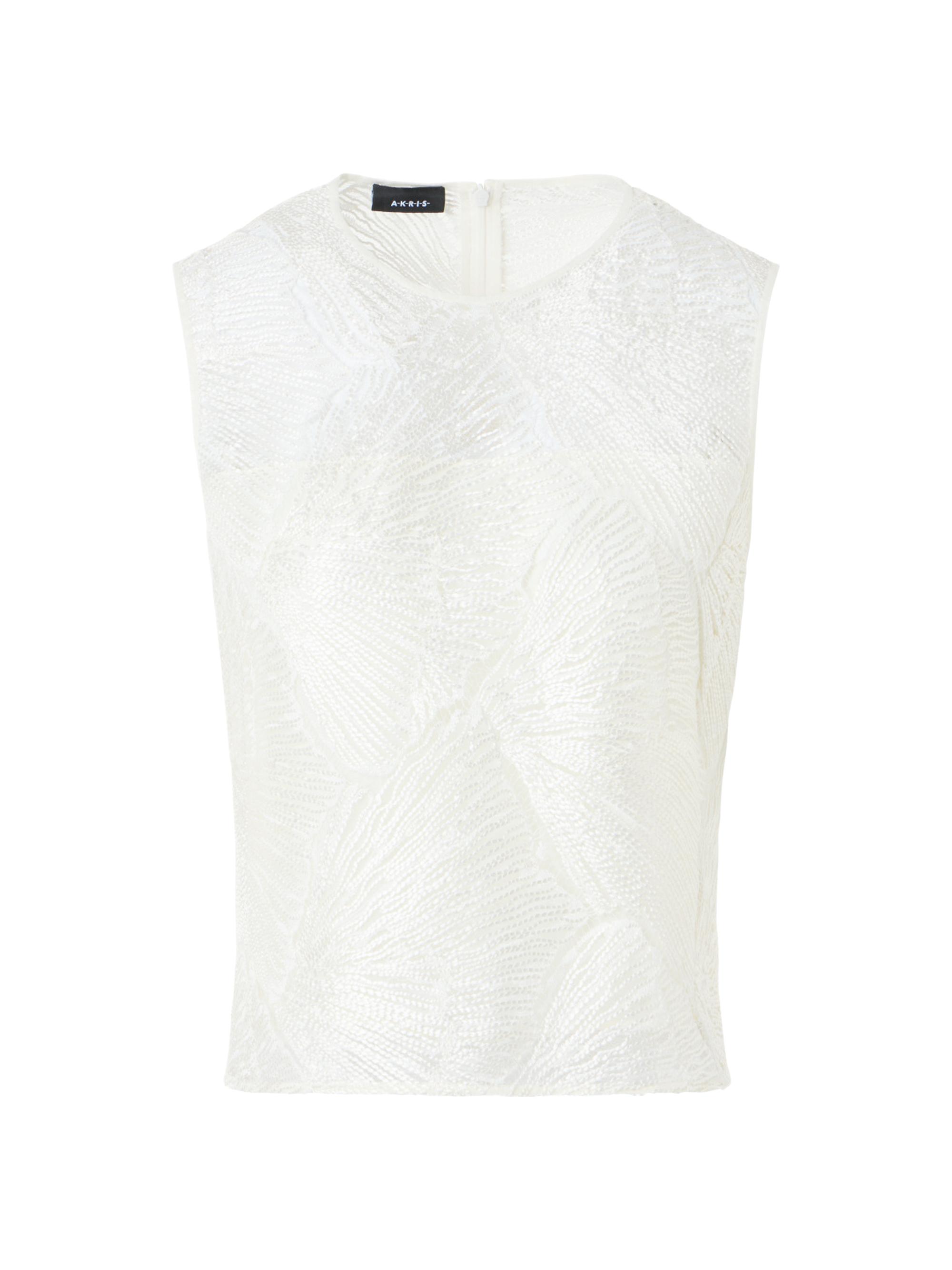 Akris Women's Lacquered Fan Lace Top - Ecru