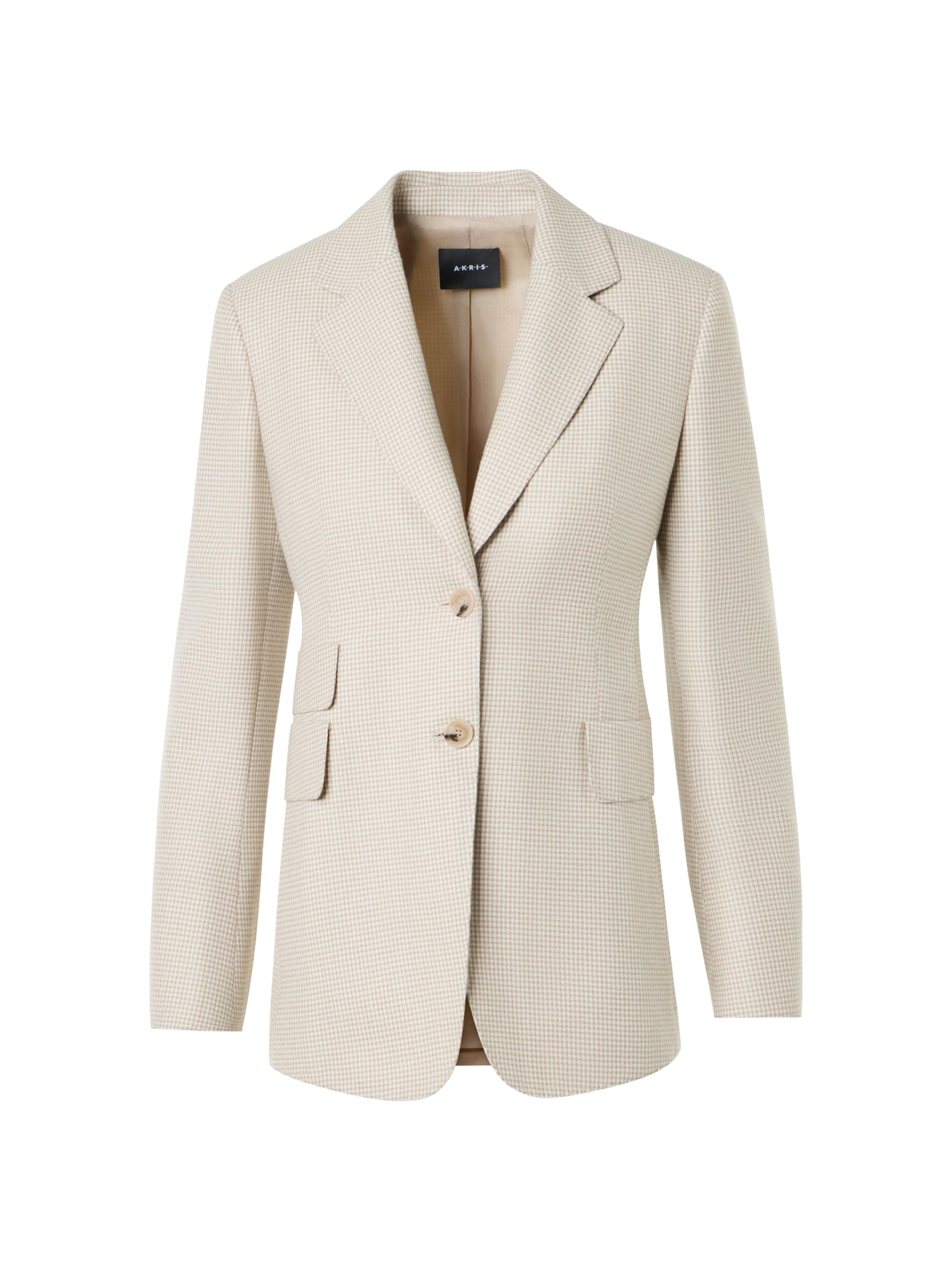 Akris Women's Arie Houndstooth Cashmere Blazer - Greige Ecru