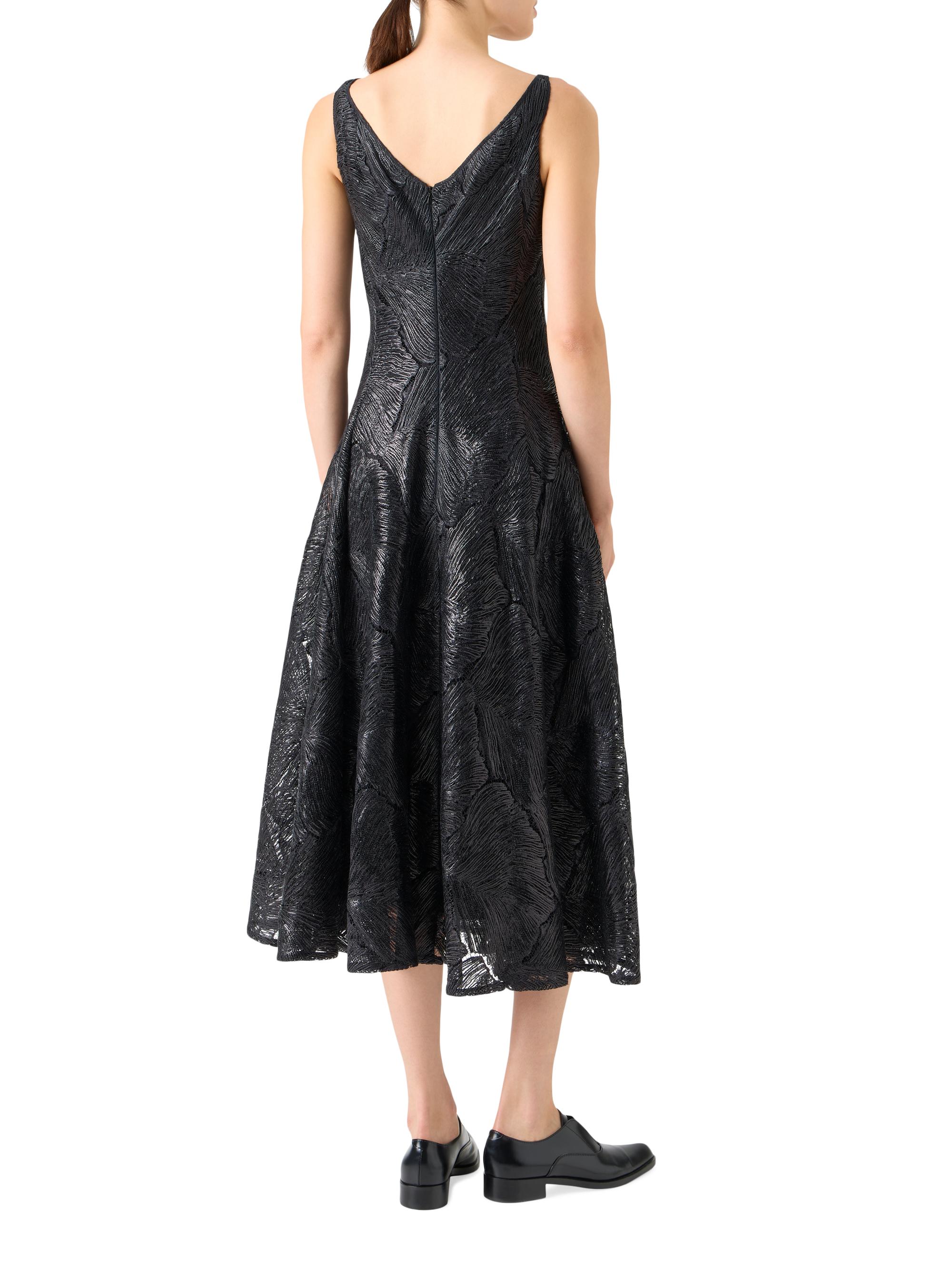 Lacquered Sea Fan Lace Fit-and-Flare Midi Dress Black / 6