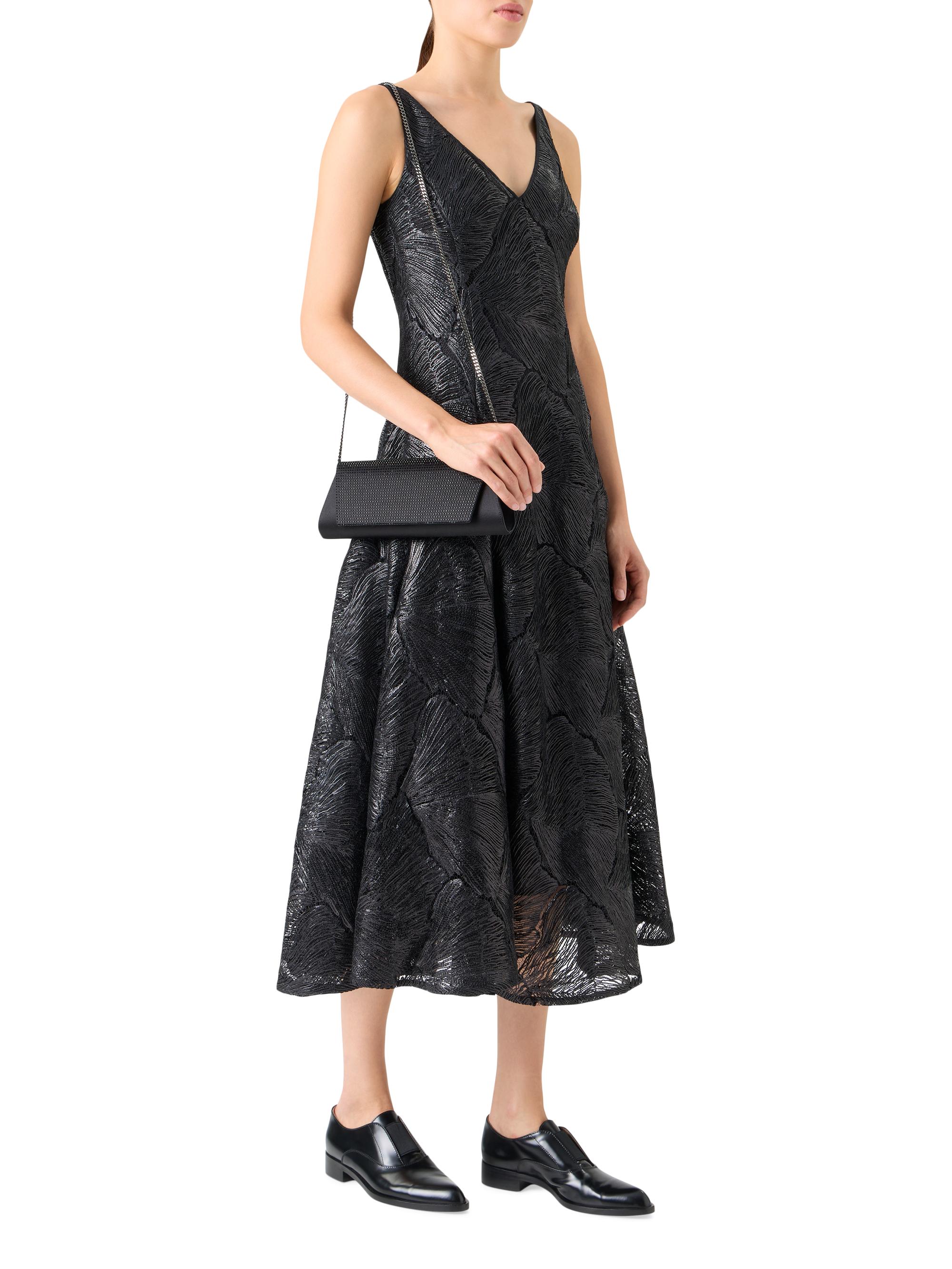 Lacquered Sea Fan Lace Fit-And-Flare Midi Dress Black / 6