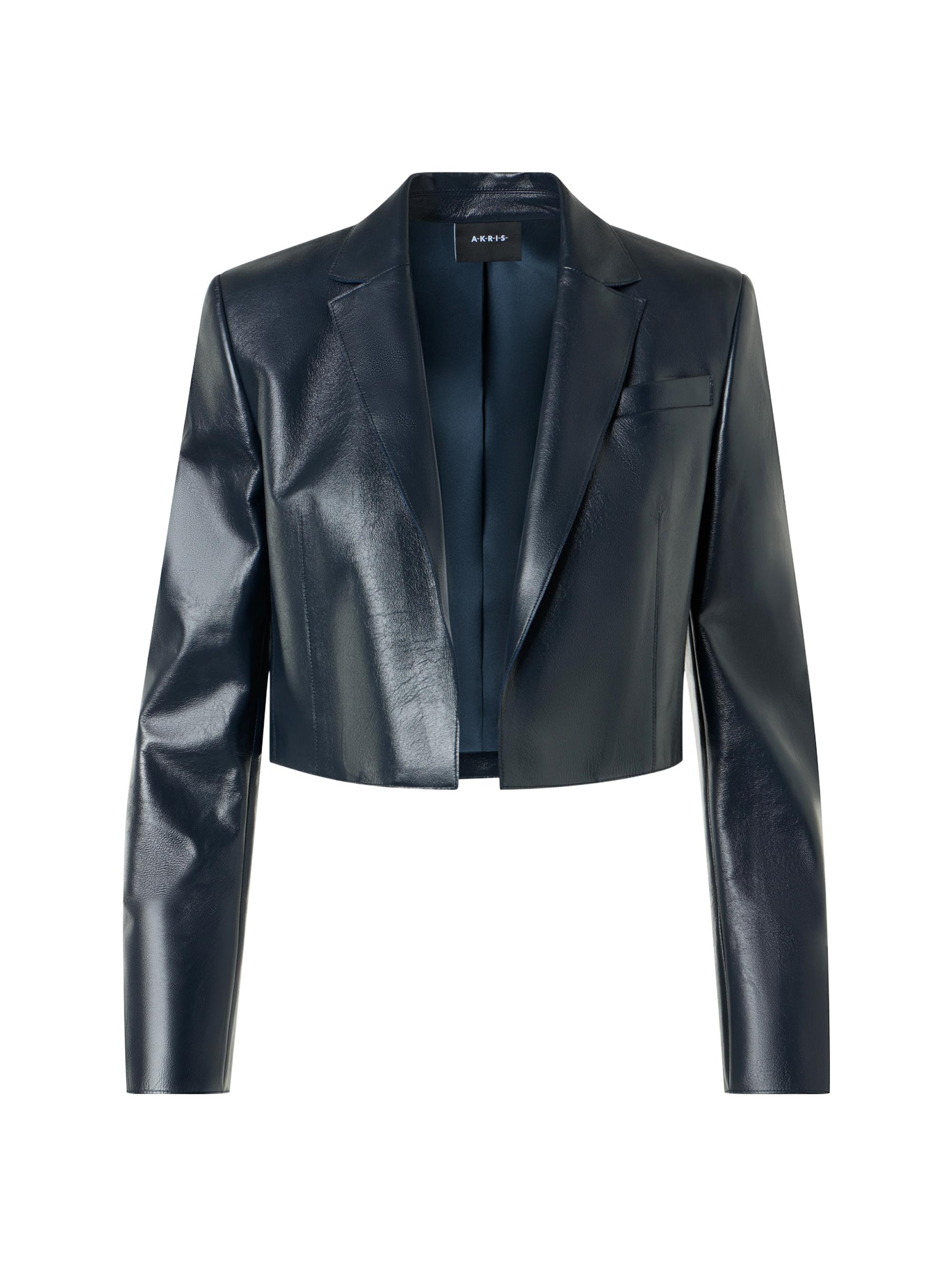 Akris Women's Gian Leather Crop Jacket - Navy