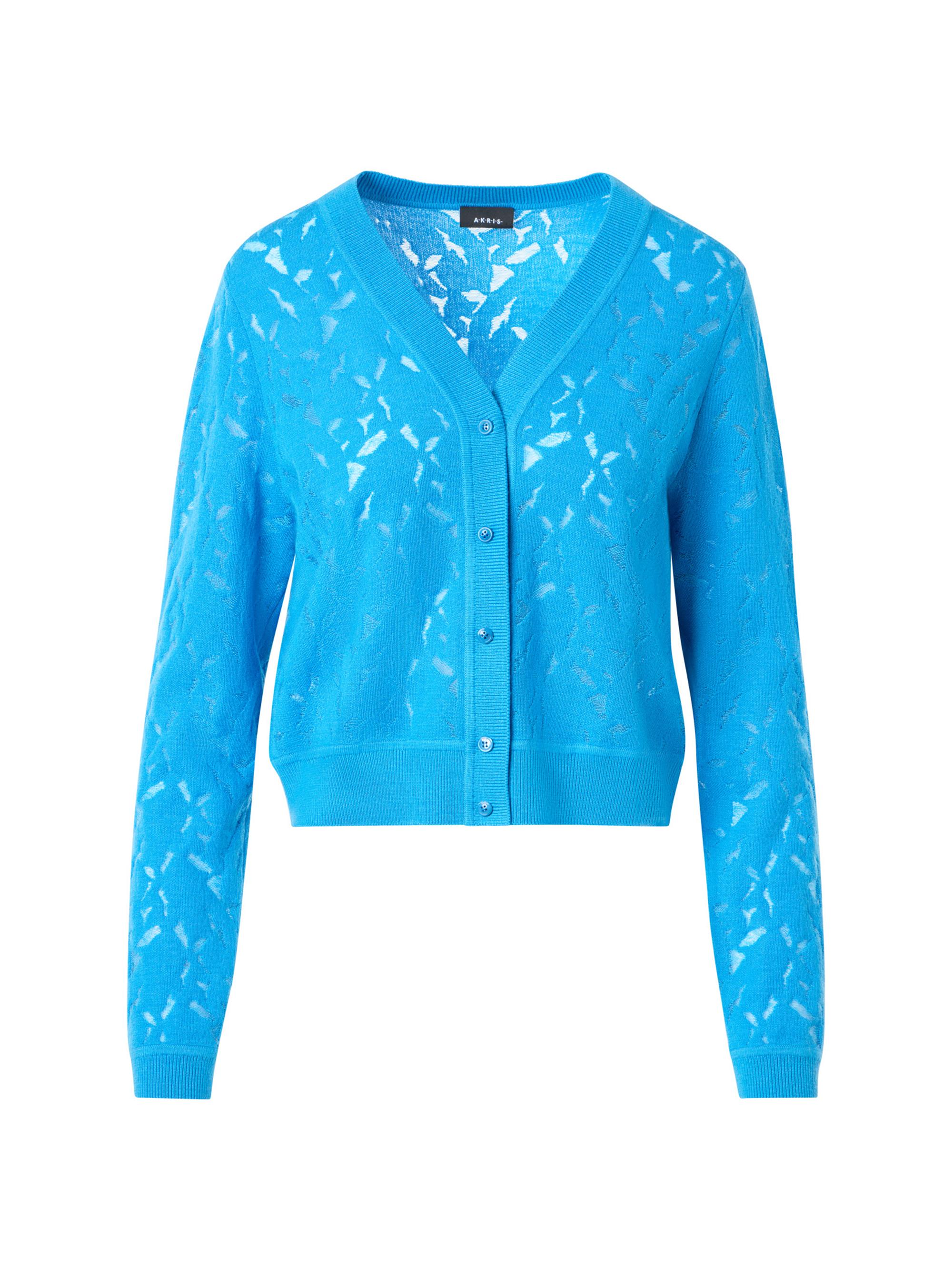 Akris Women's Whitecaps Virgin Wool & Silk-Blend Cardigan - Twilight