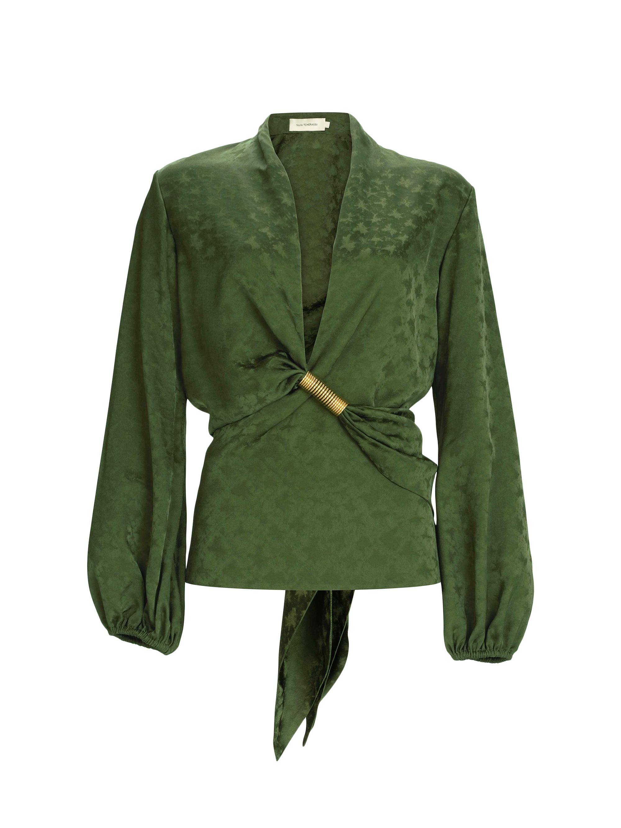 Silvia Tcherassi Women's Elvie Jacquard Blouse - Hunter Green