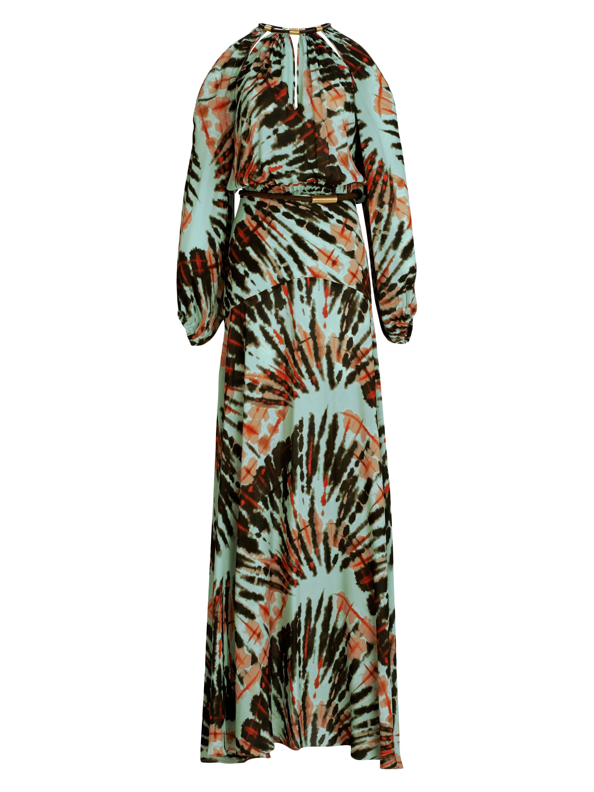 Silvia Tcherassi Women's Carla Printed Cold-Shoulder Gown - Mint Tie Dye