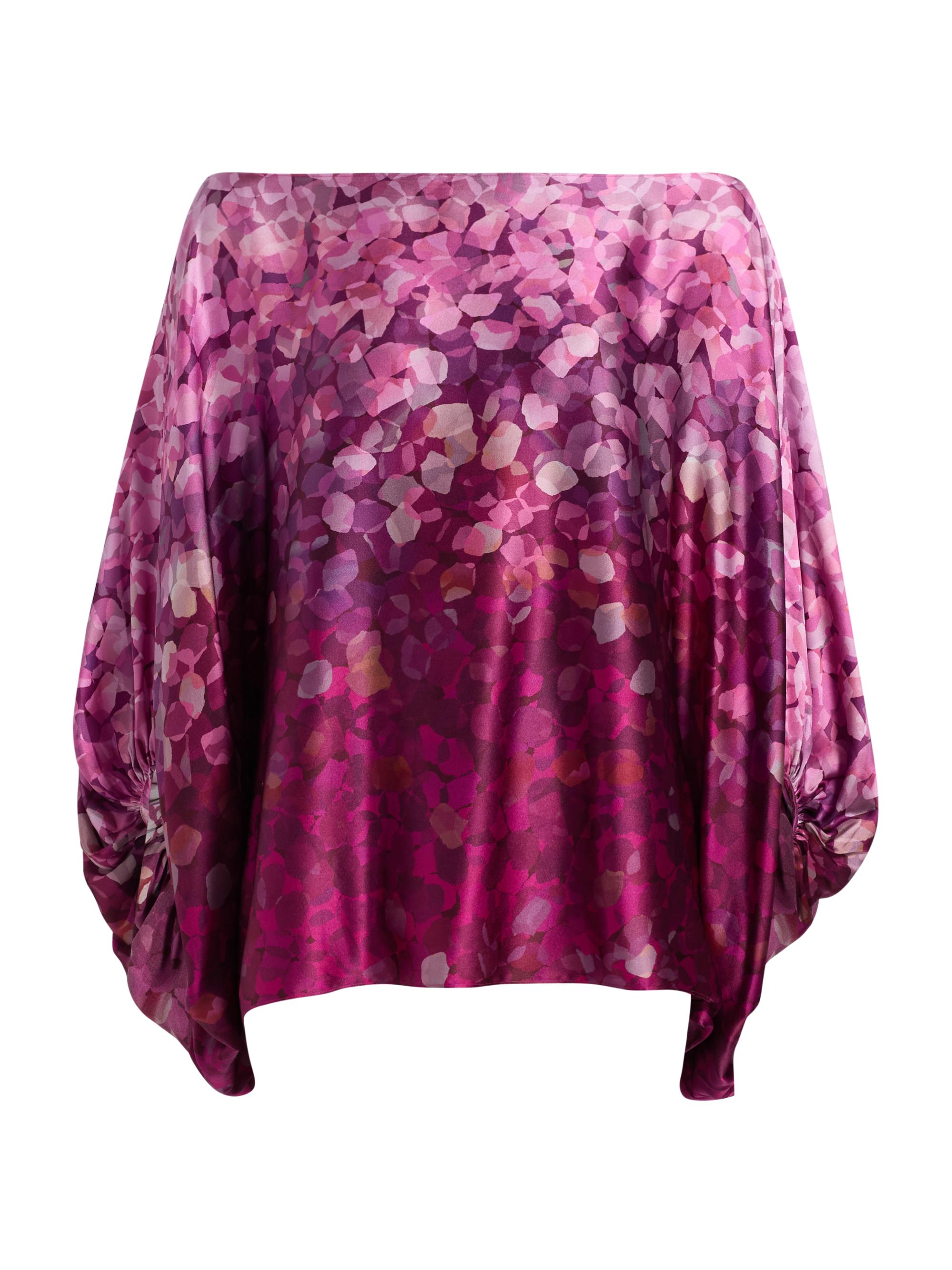 Silvia Tcherassi Women's Belagio Petal-Printed Satin Blouse - Magenta Abstract