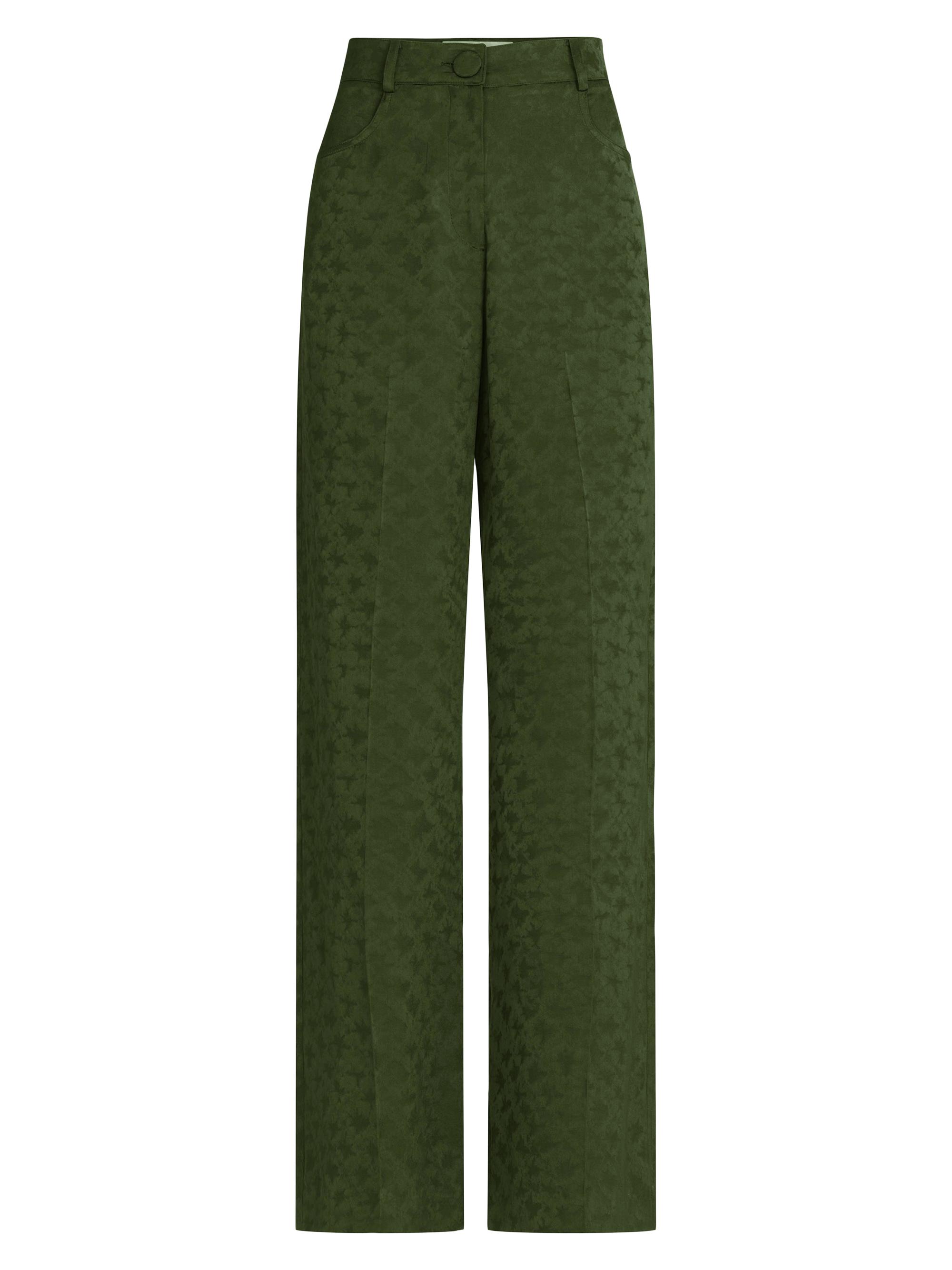 Silvia Tcherassi Women's Emine Jacqaurd Straight Pants - Hunter Green